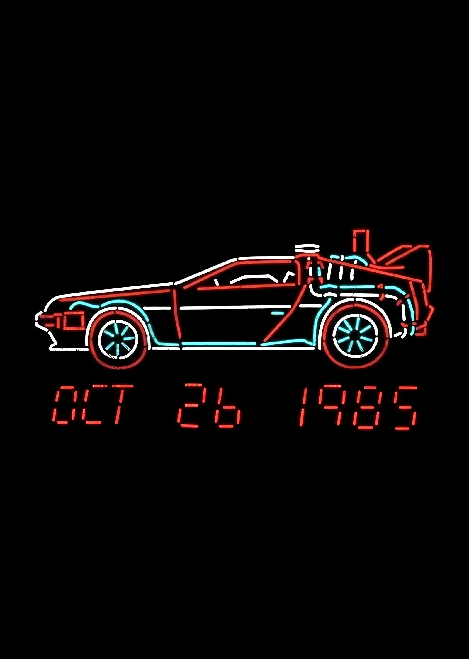 Back to the Future - DeLorean Neon metal tablo