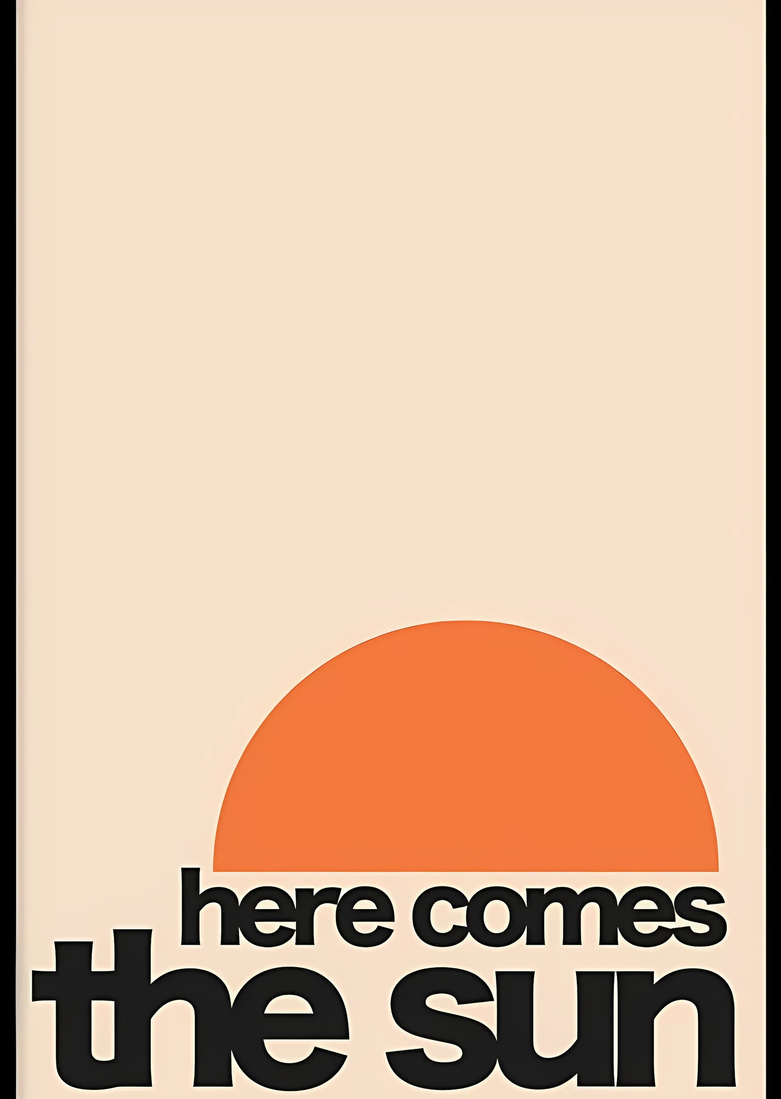 Here Comes the Sun: Krem Zemin Turuncu Güneş metal tablo