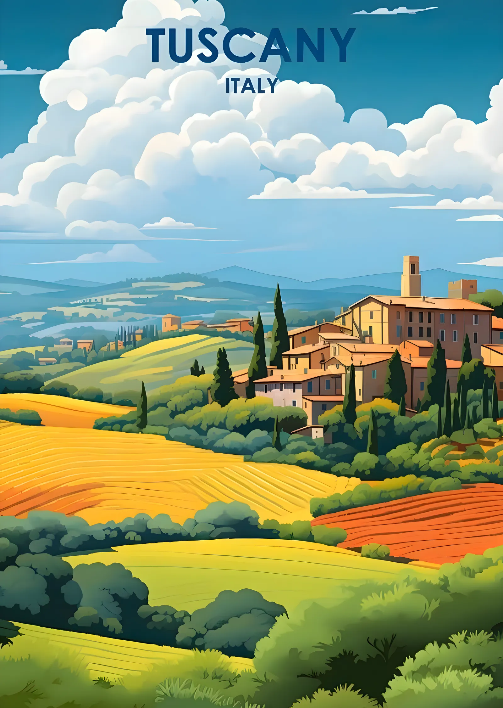 Tuscany Italy metal tablo