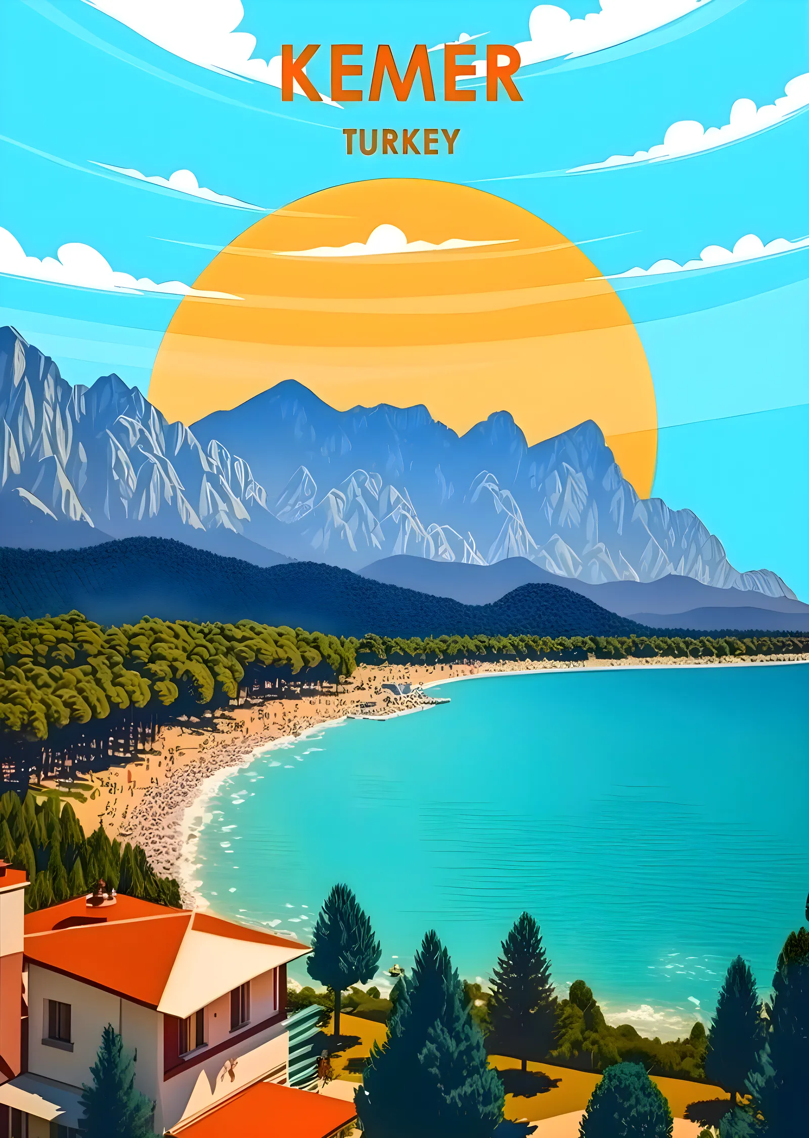 Kemer, Türkiye: Deniz Manzarası ve Doğal Güzellik metal tablo