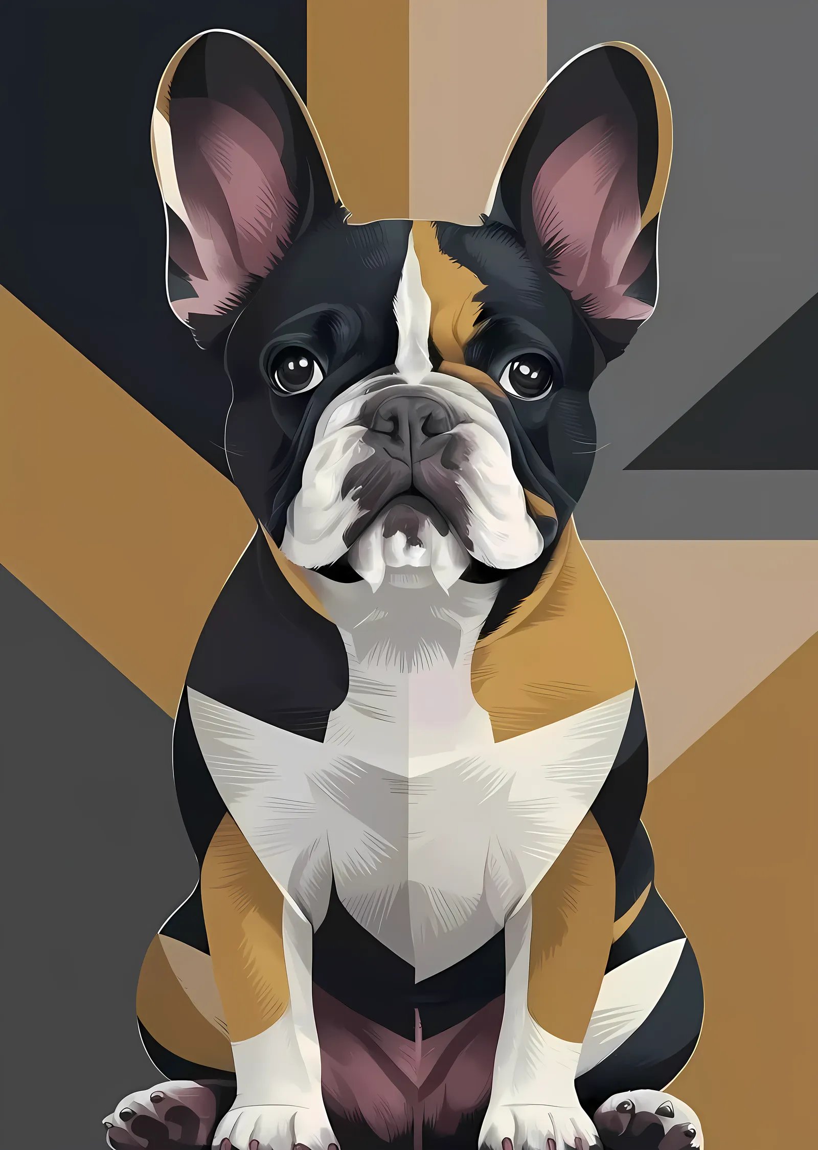 Bulldog Portresi: Geometrik Arka Plan metal tablo