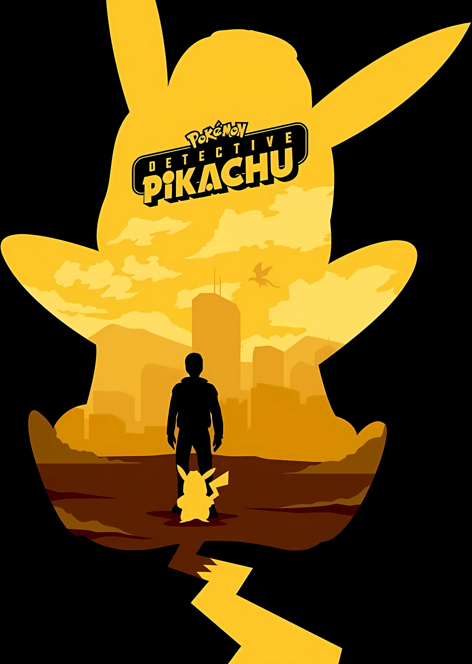 Detective Pikachu: Sarı Siluet metal tablo