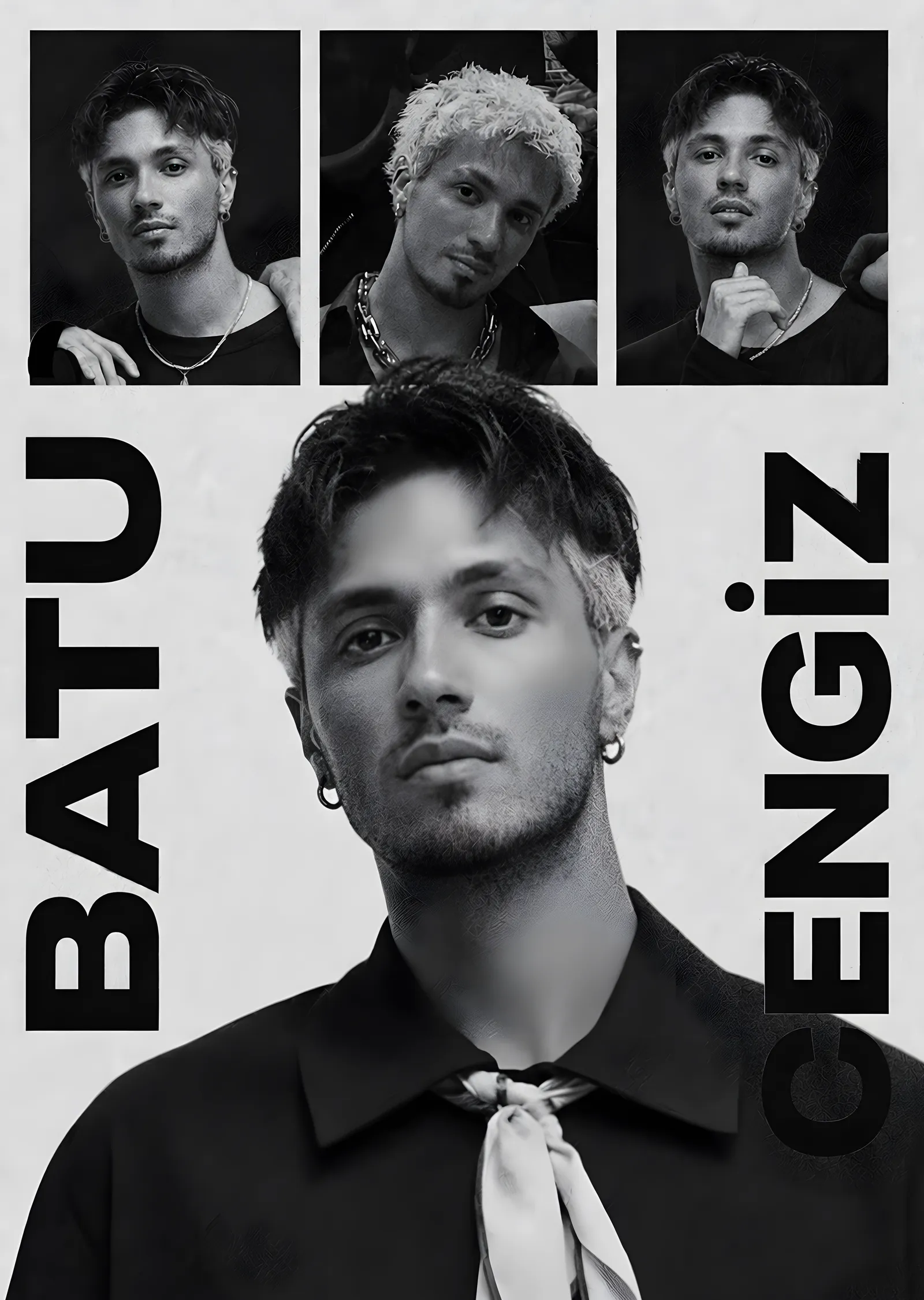 Batu Cengiz - Siyah Beyaz Kolaj metal tablo