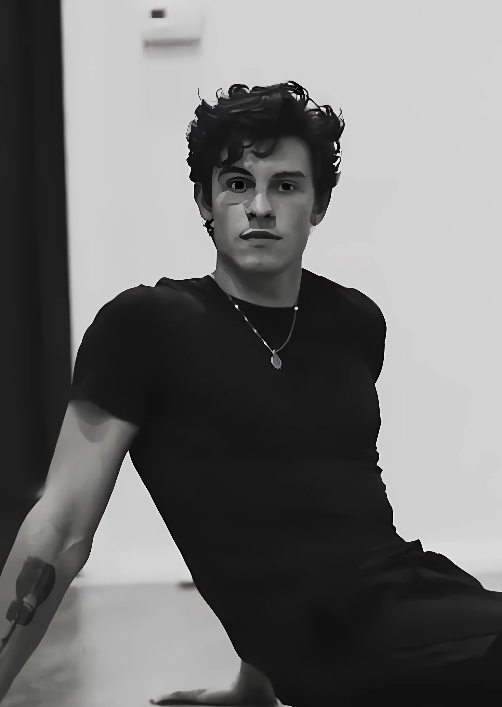 Shawn Mendes: Siyah Beyaz Kare metal tablo