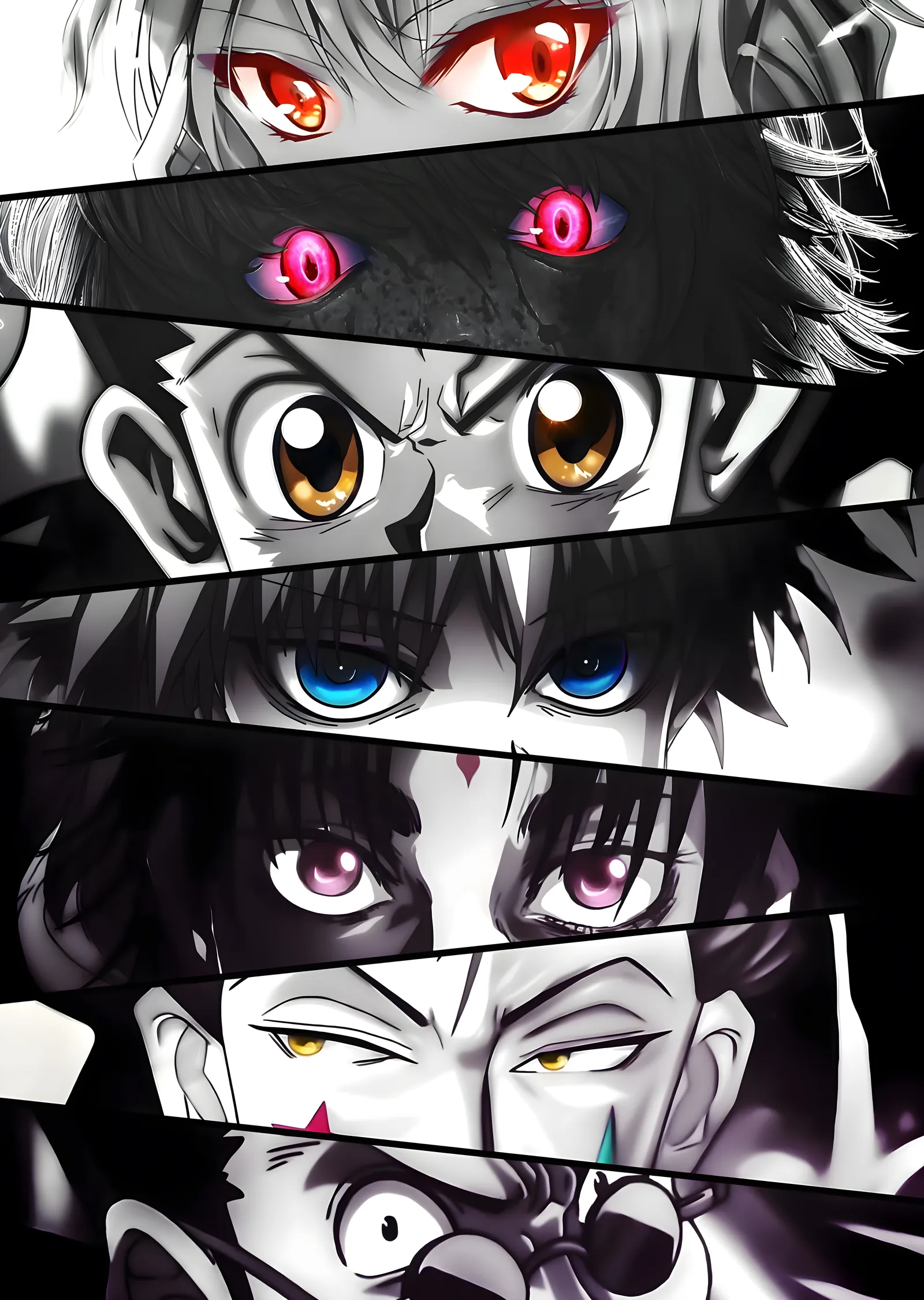 Anime Gözleri Kolajı metal tablo