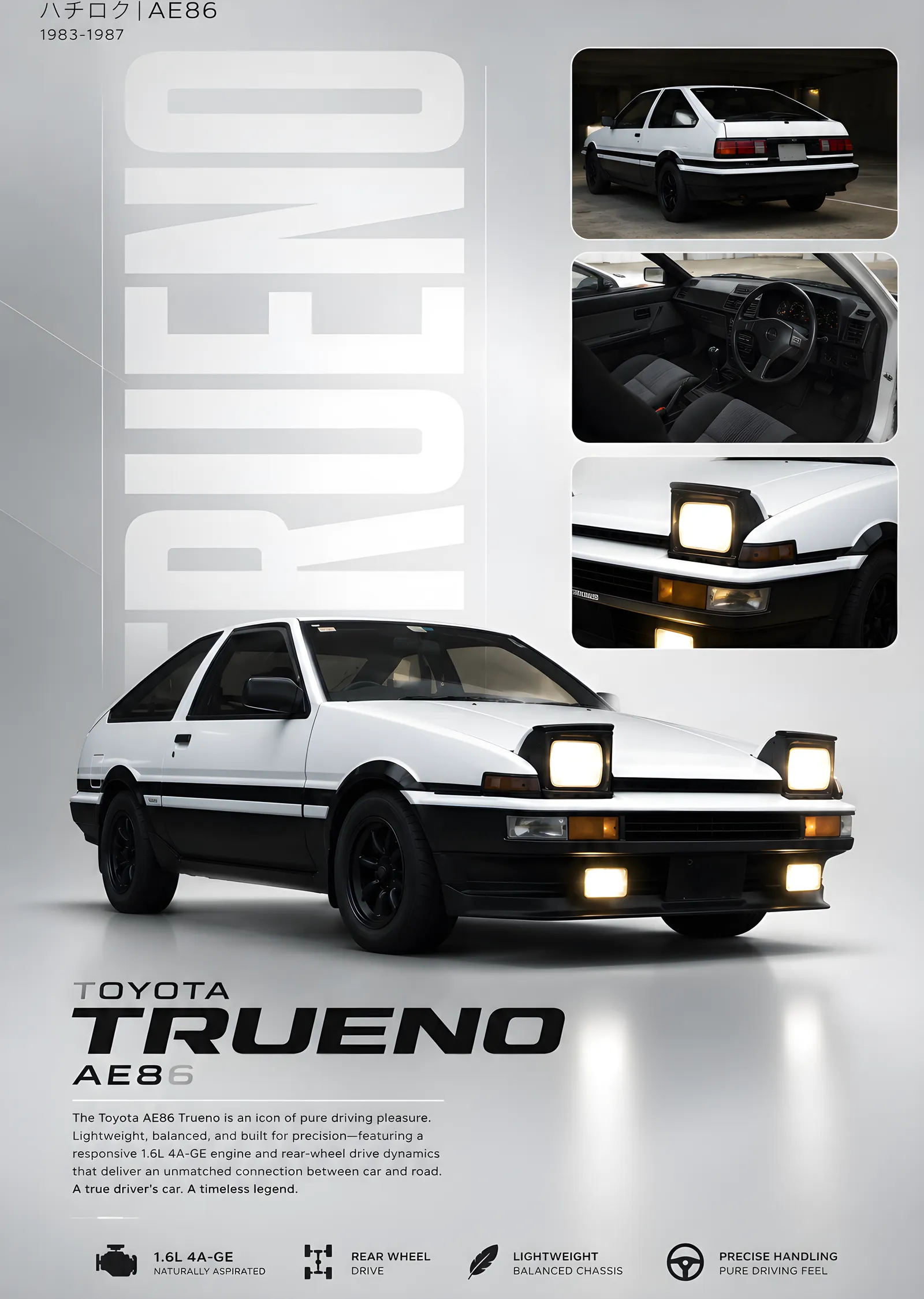 Toyota Sprinter Trueno AE86 metal tablo