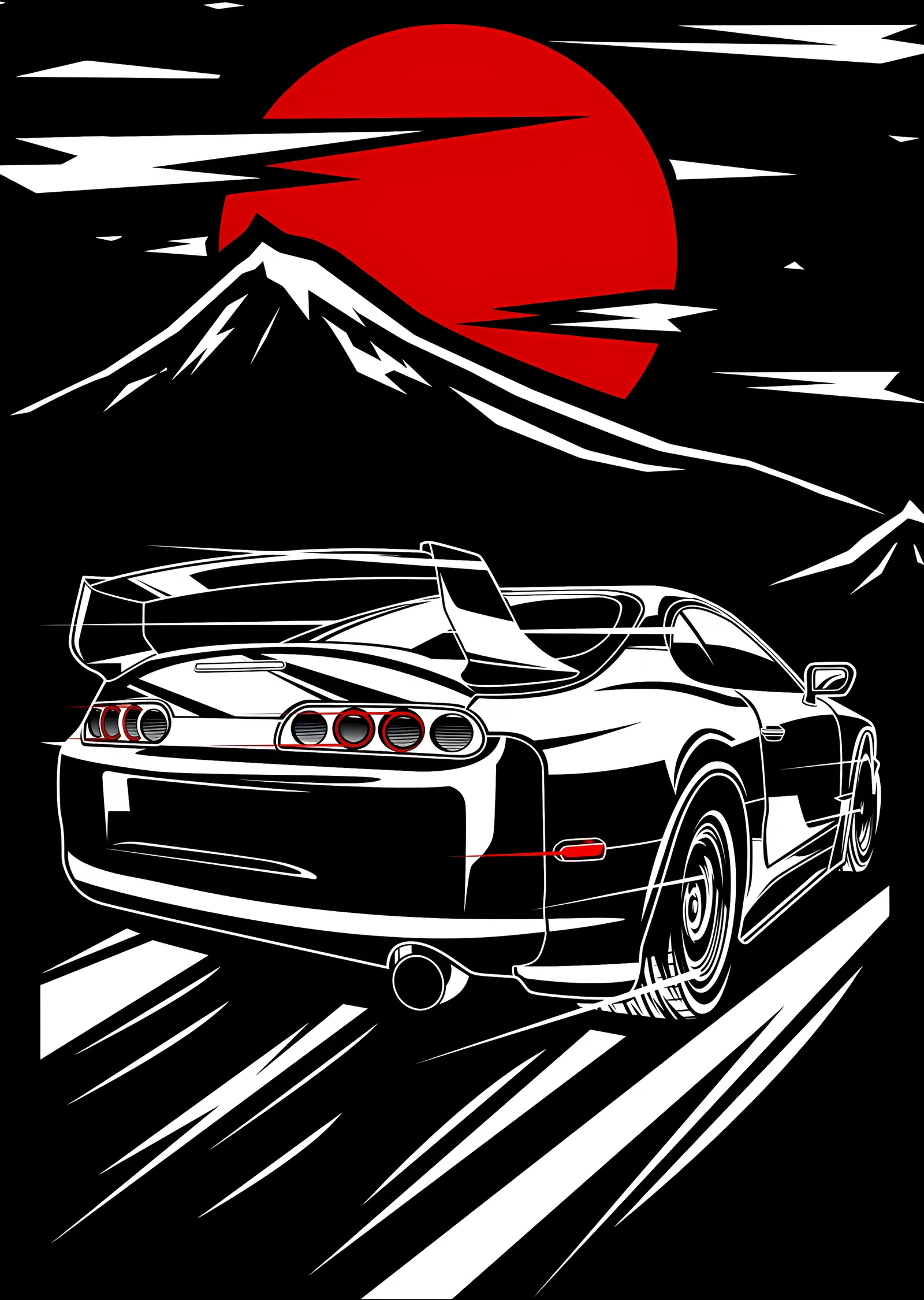 Toyota Supra - Kırmızı Güneş metal tablo