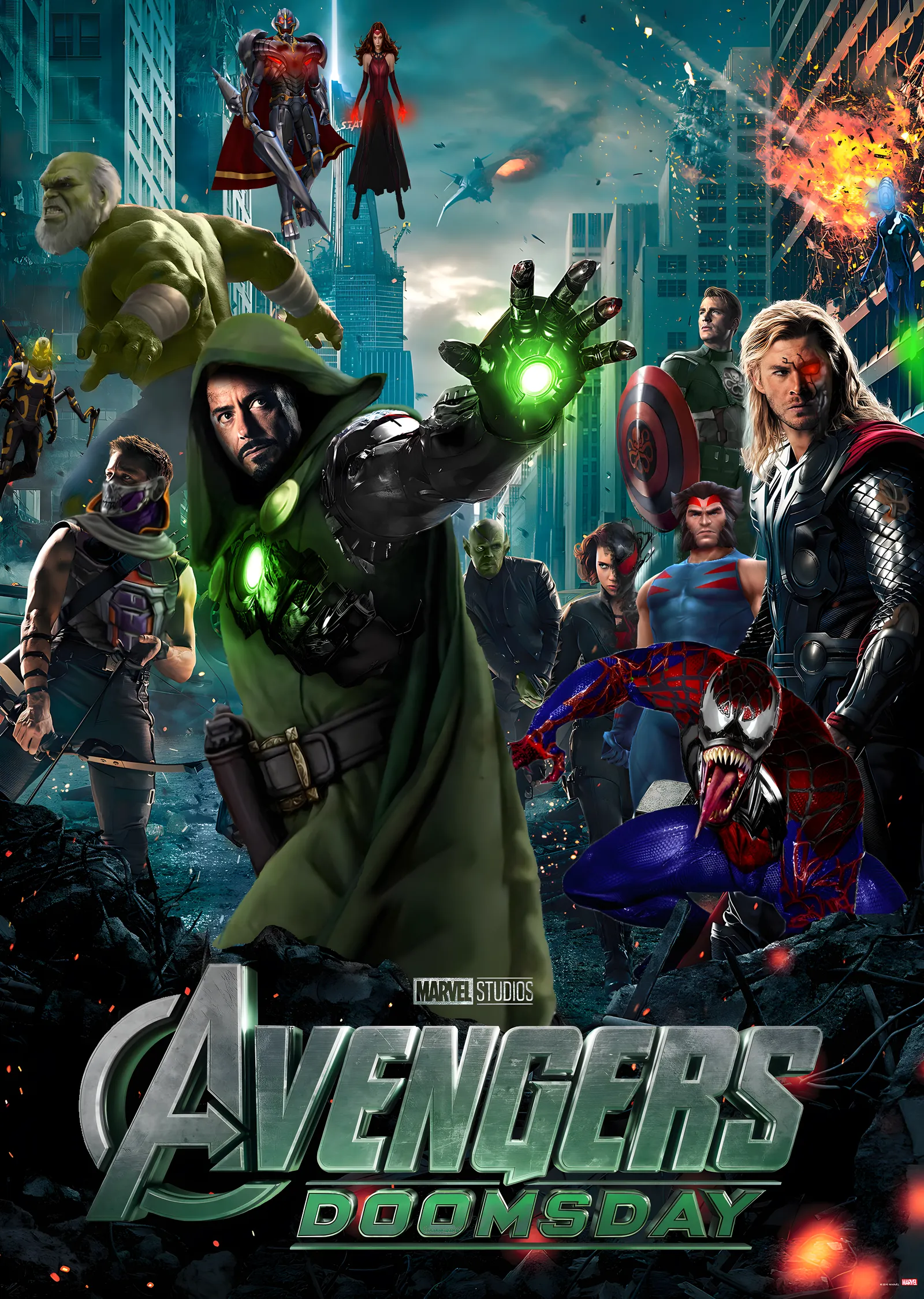 Avengers: Doomsday - Yıkık Şehirde Kahramanlar metal tablo