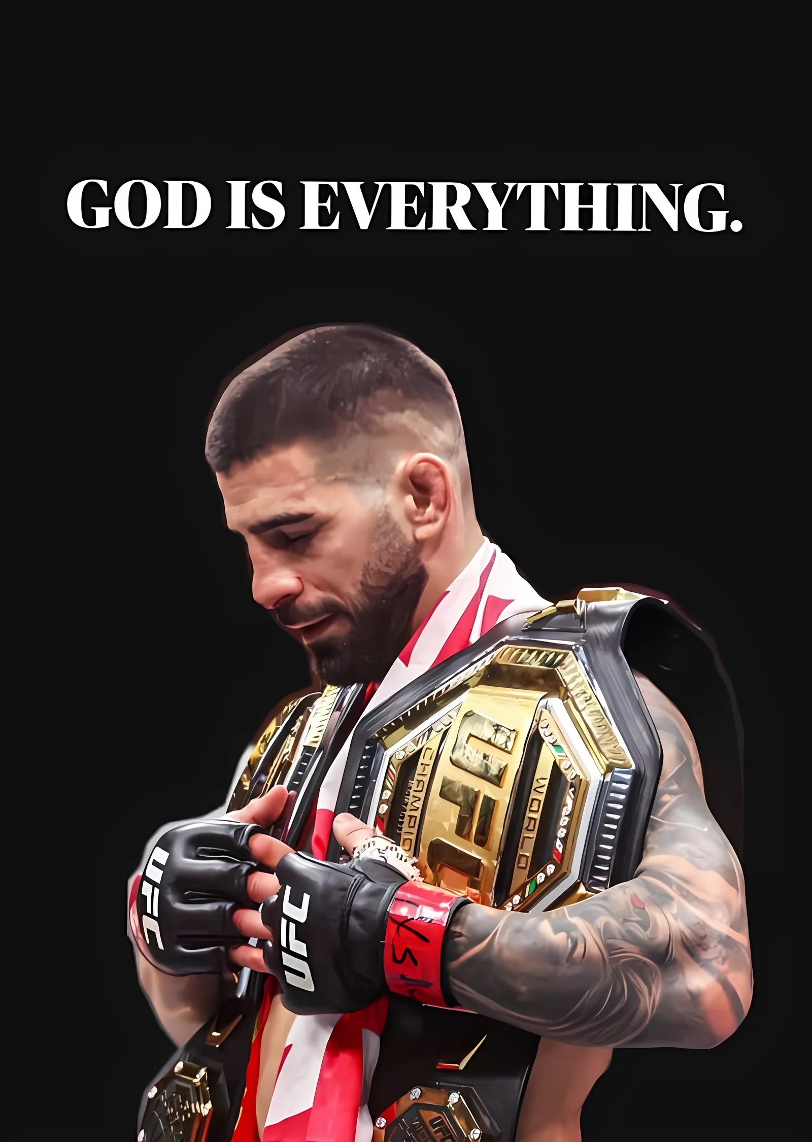 Ilia Topuria - God Is Everything metal tablo