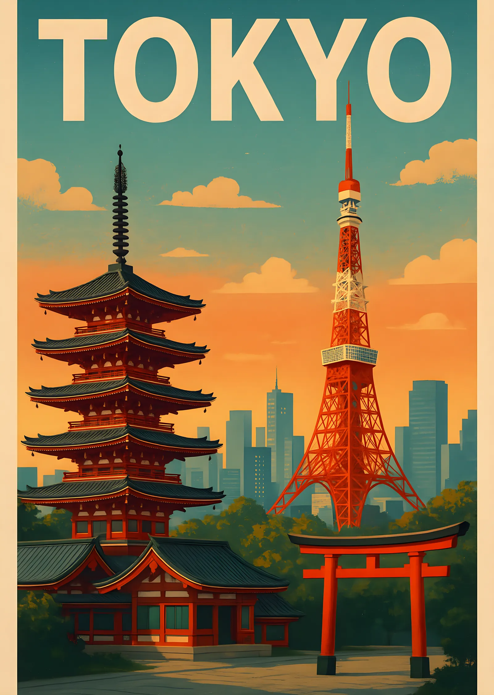Tokyo: Geçmişten Günümüze metal tablo
