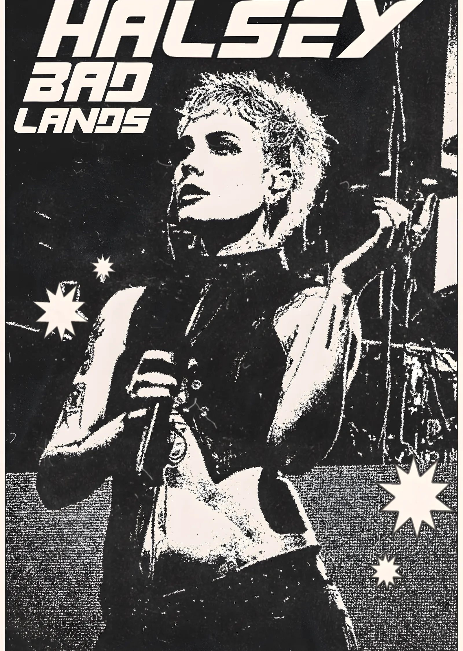 Halsey: Badlands · Siyah Beyaz Sahne metal tablo