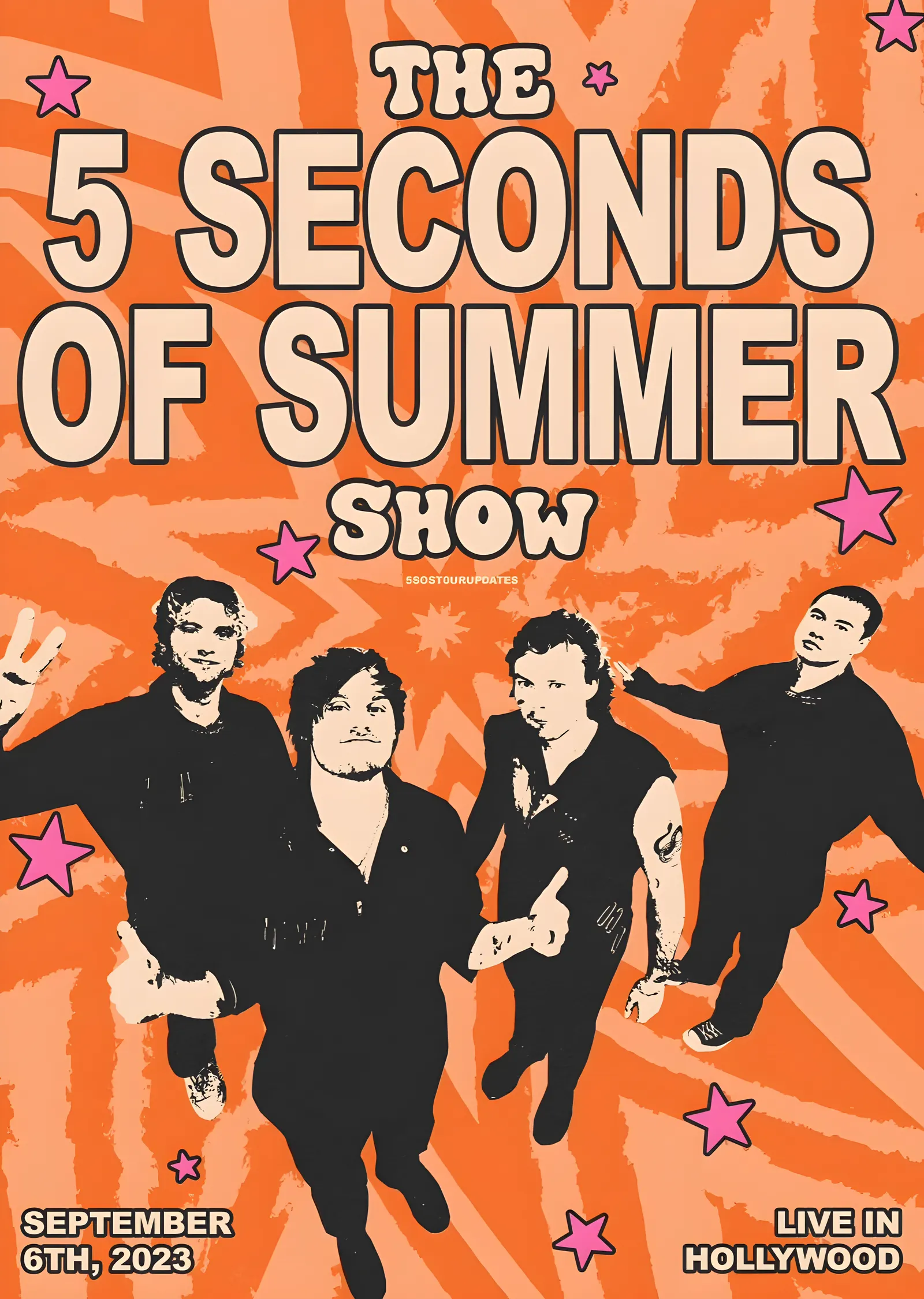 5 Seconds of Summer - Turuncu Zeminde Konser Afişi metal tablo