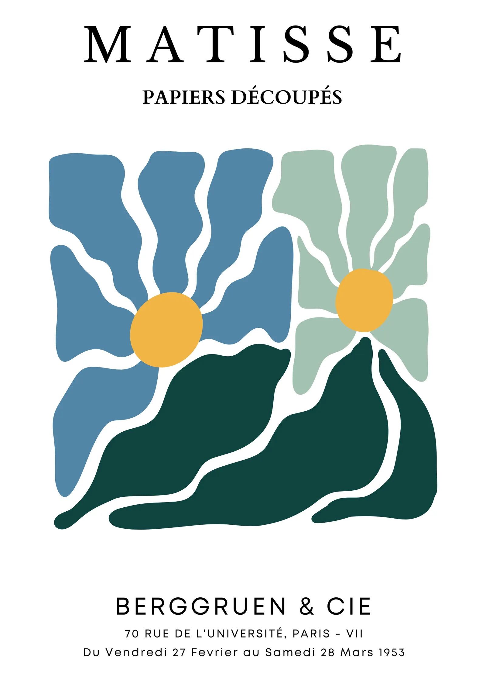 Matisse: Mavi Yeşil Formlar metal tablo