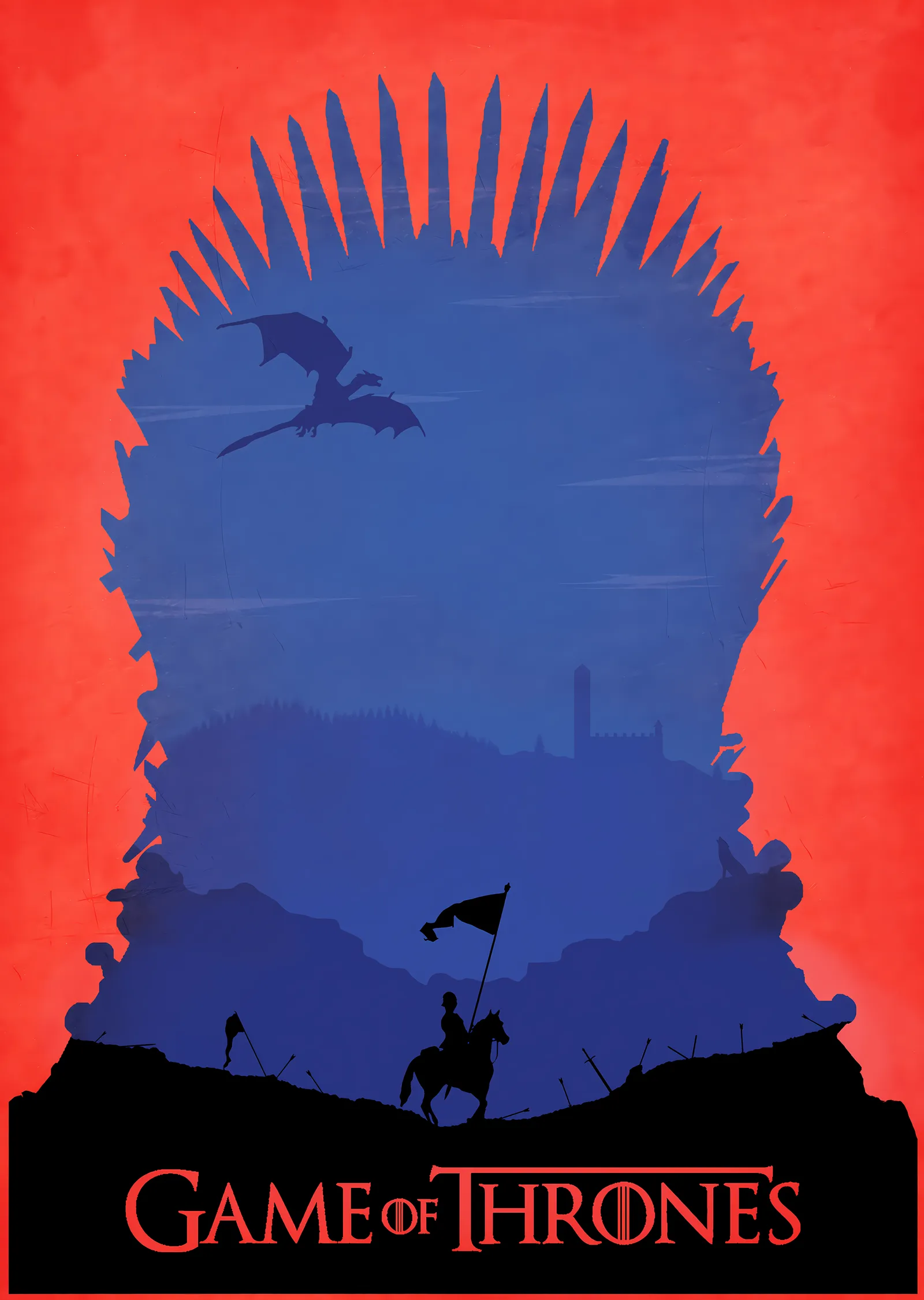 Game of Thrones: Taht, Atlı ve Kurt metal tablo