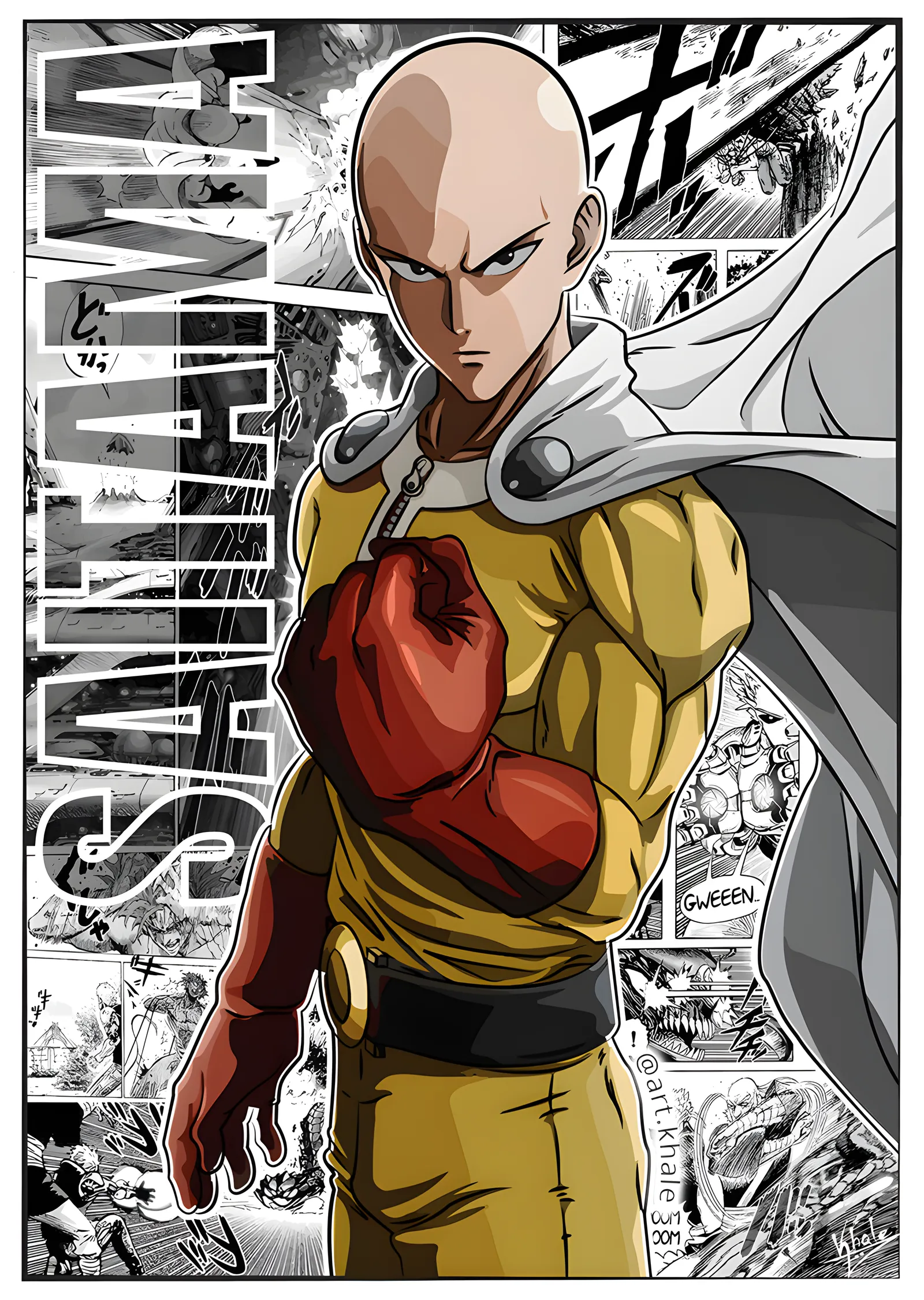 One Punch Man - Saitama metal tablo