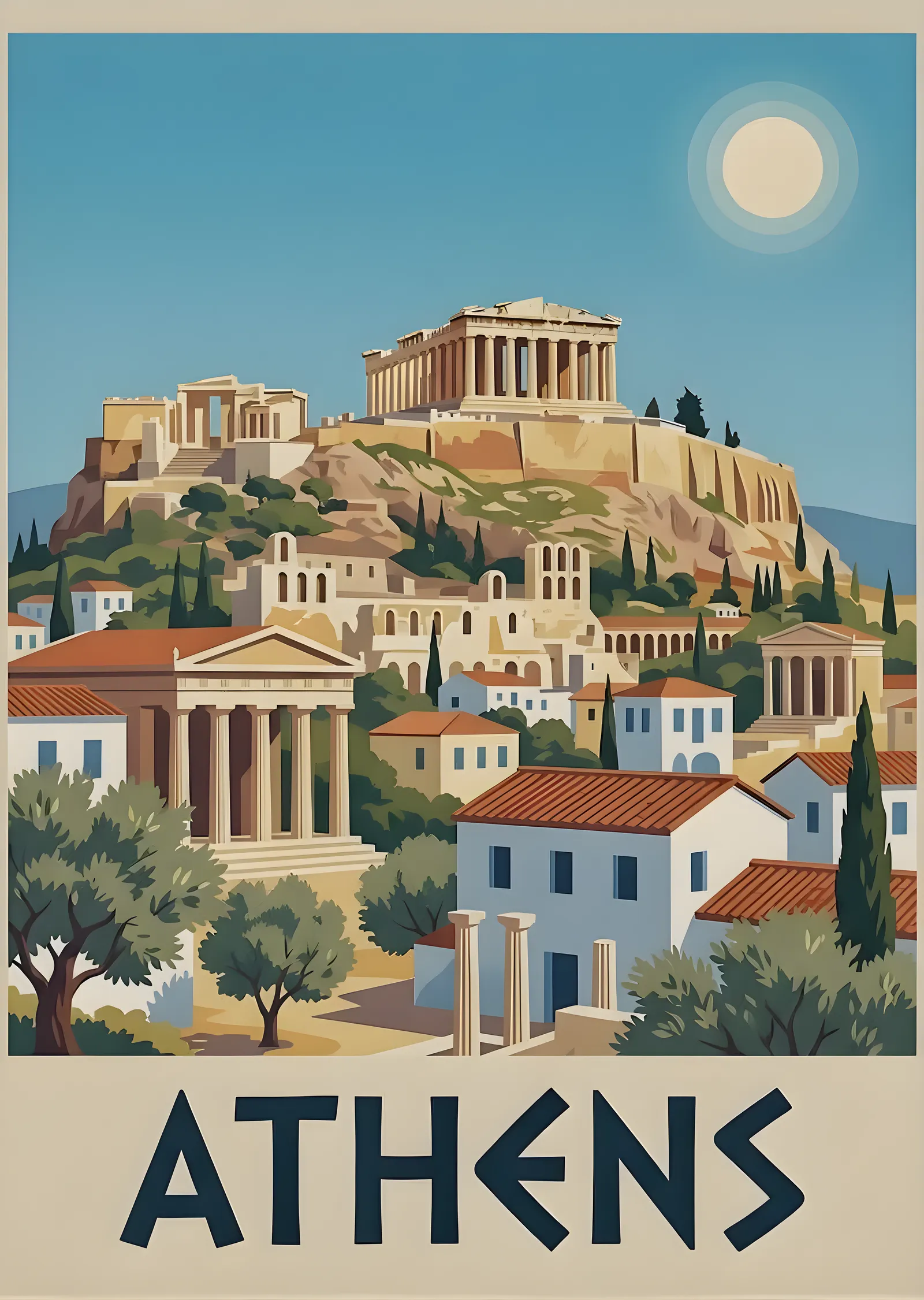 Athens Akropolü Manzarası metal tablo