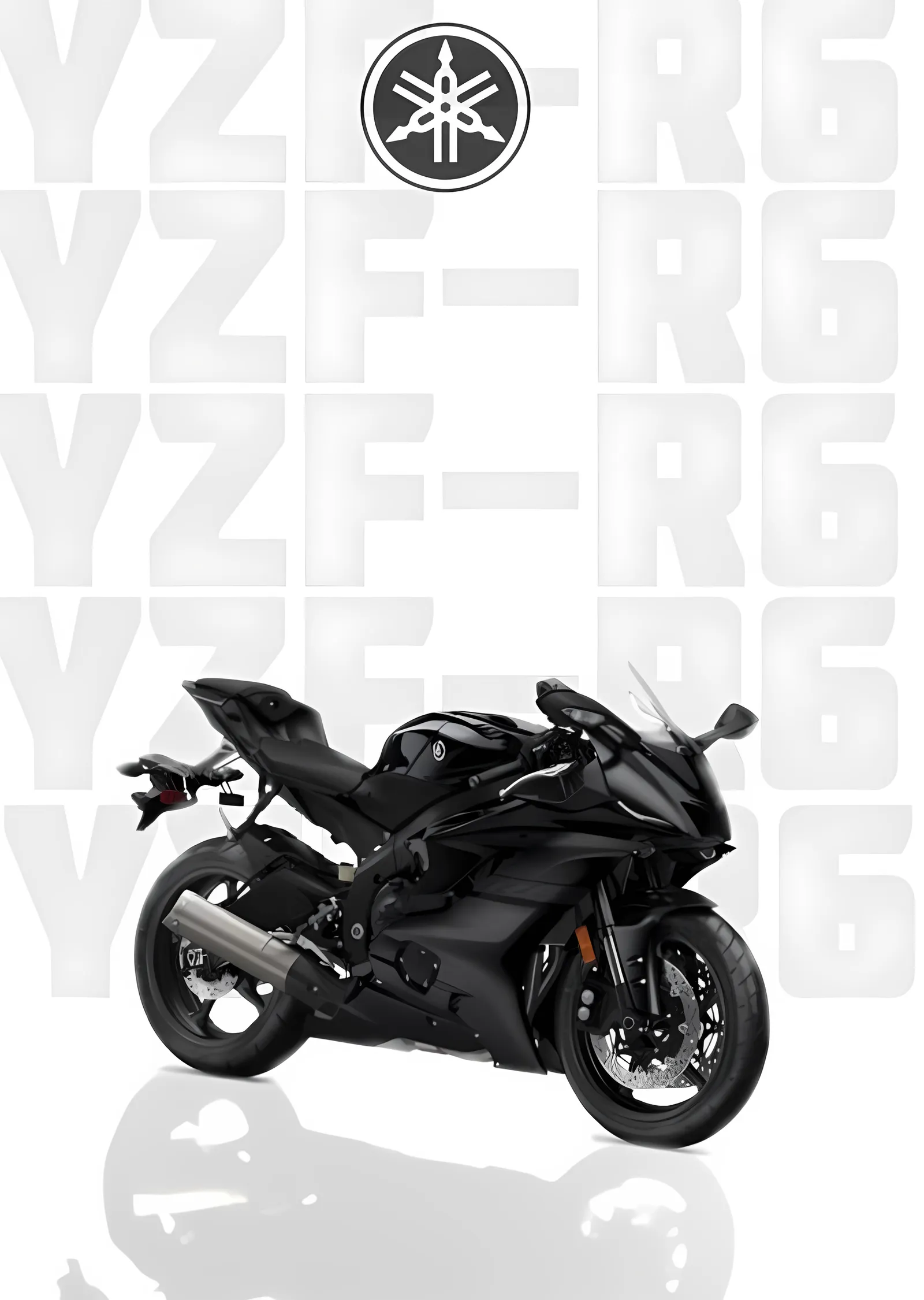 Yamaha YZF-R6: Beyaz Zemin Tekrarlı Yazı metal tablo