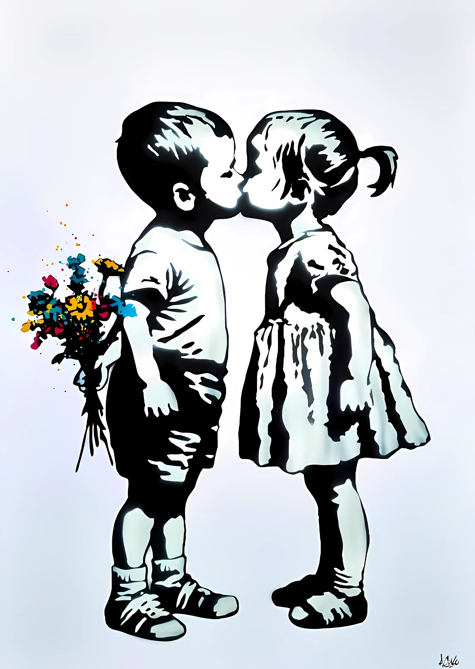 Banksy: Aşk ve Çiçekler metal tablo