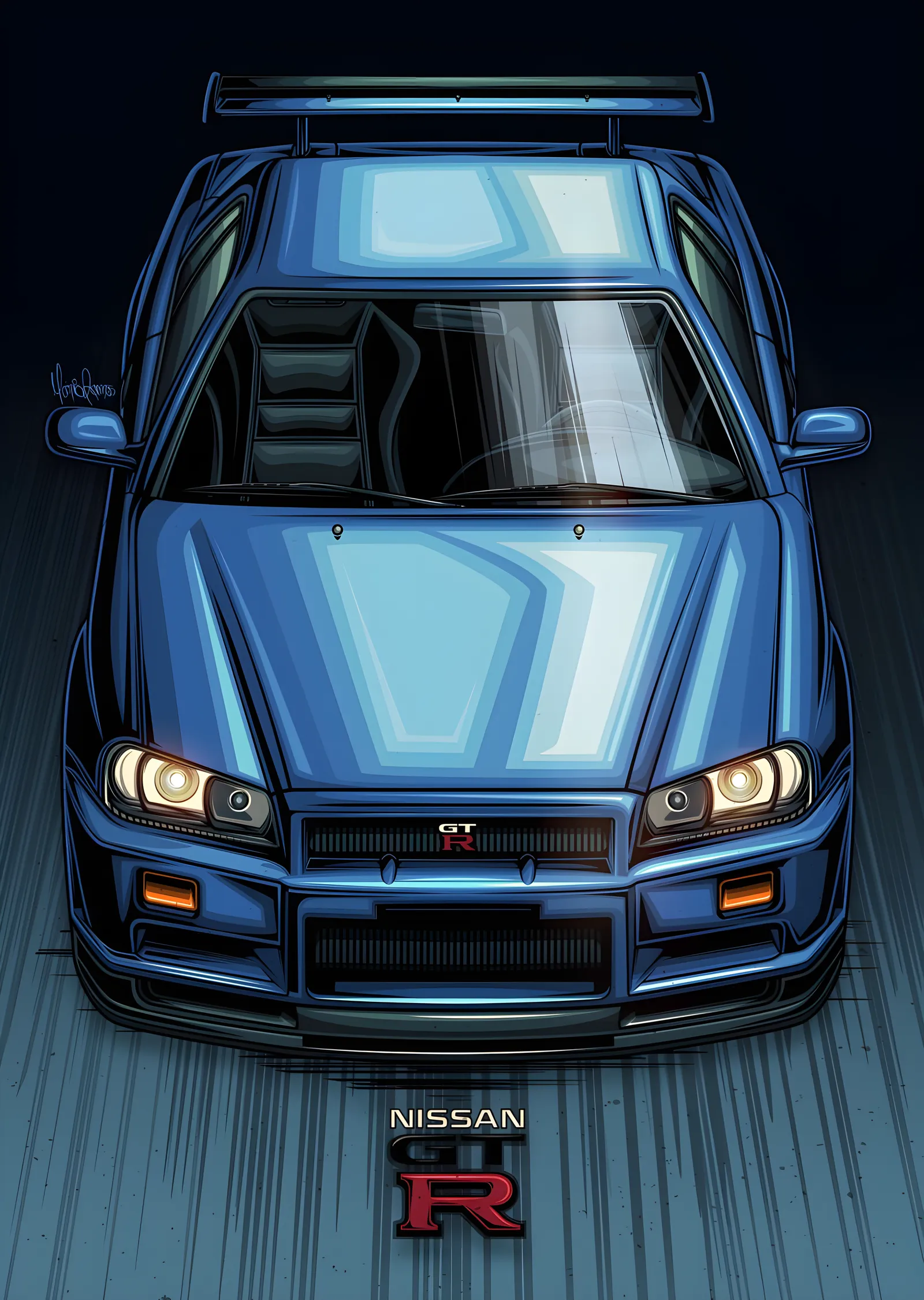 Nissan Skyline GT-R R34 - Mavi metal tablo