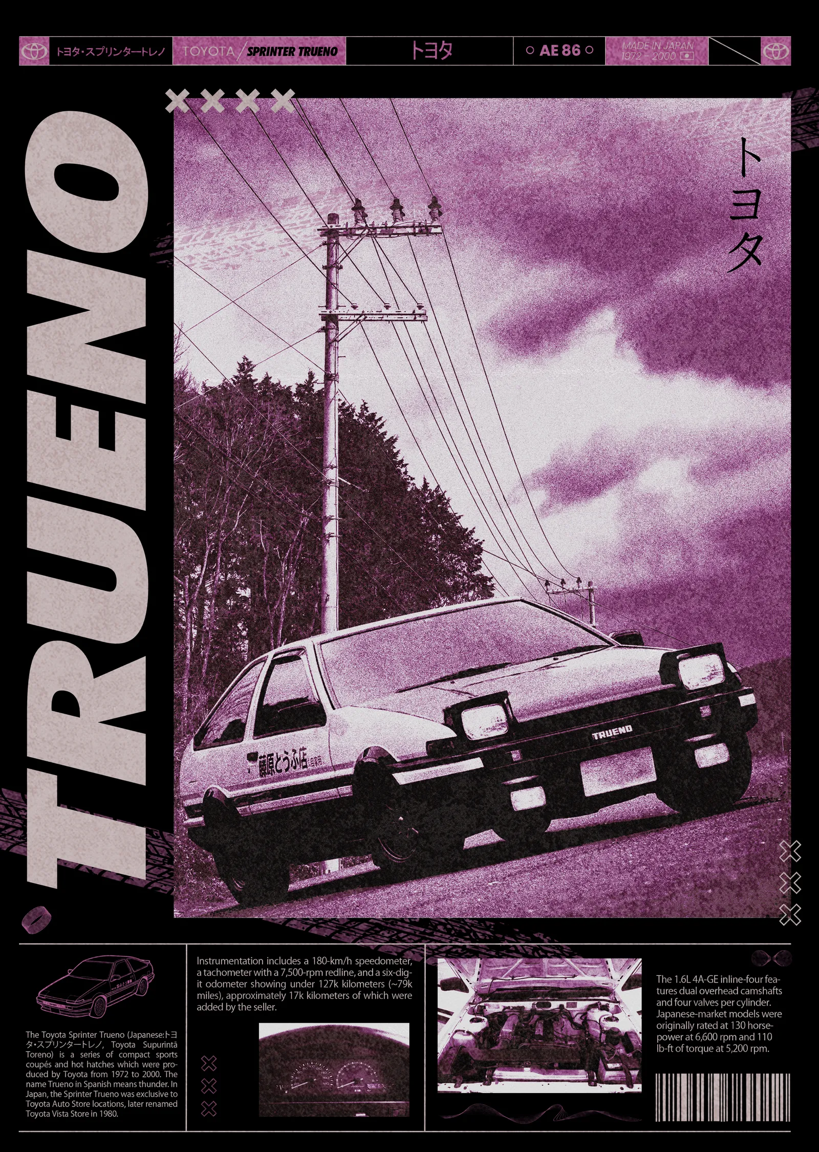 Toyota Trueno - Mor Ton metal tablo