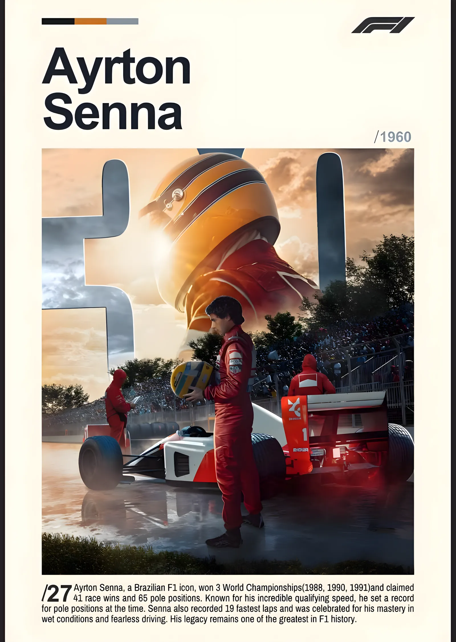 Ayrton Senna: F1 İkonu metal tablo