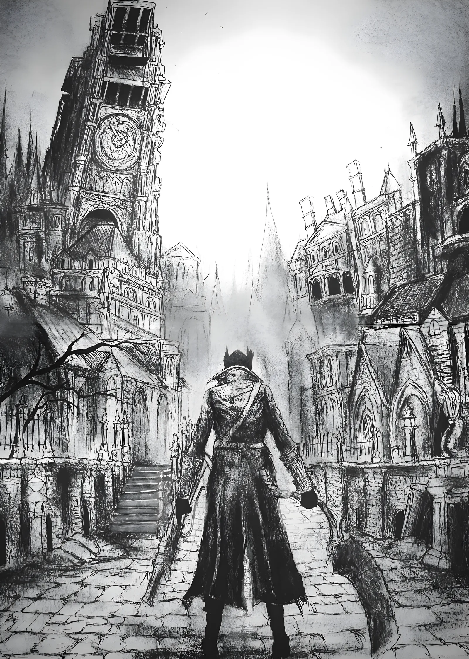 Bloodborne: Yharnam Sokakları metal tablo
