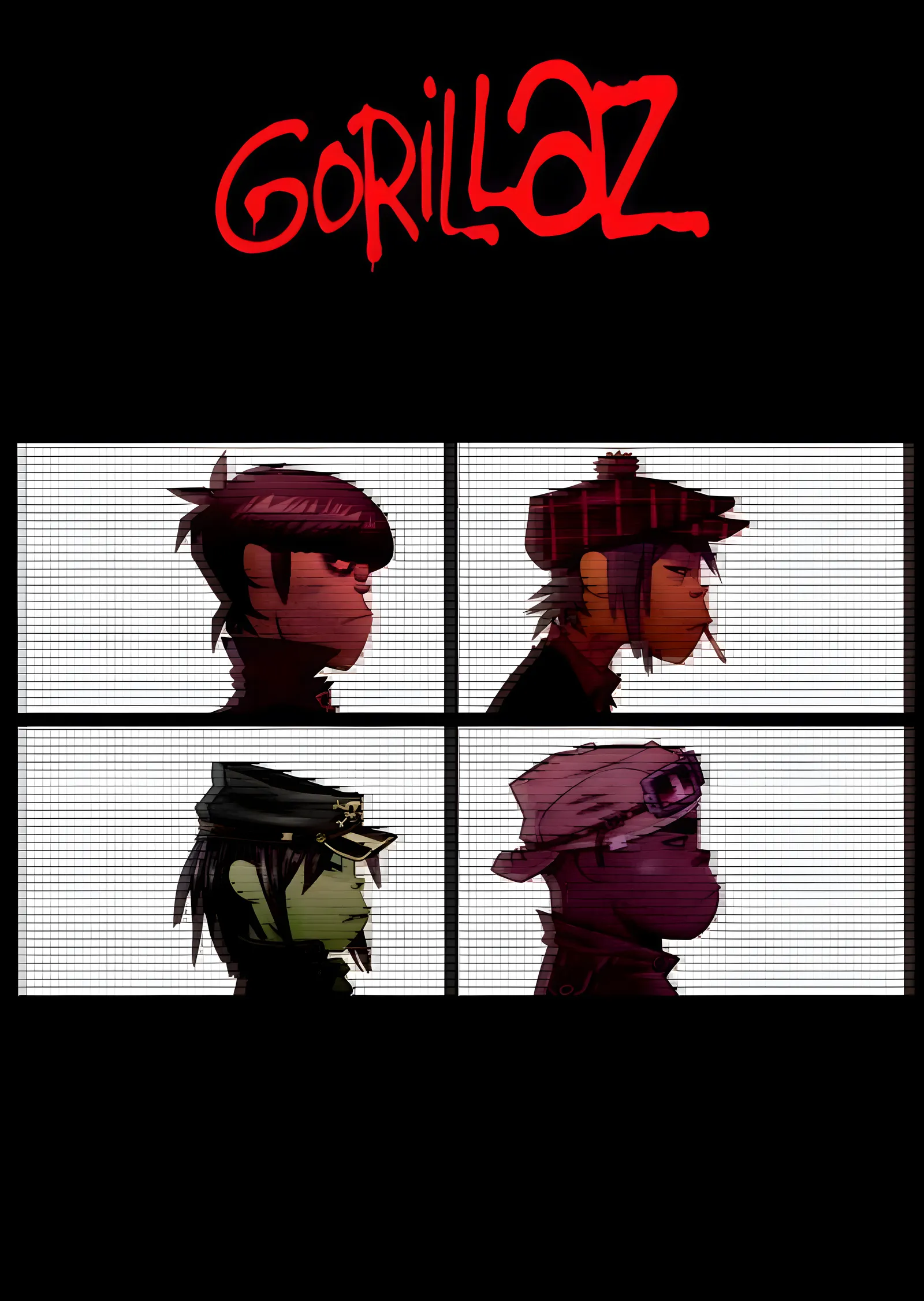 Gorillaz: Grup Üyeleri Portreleri metal tablo