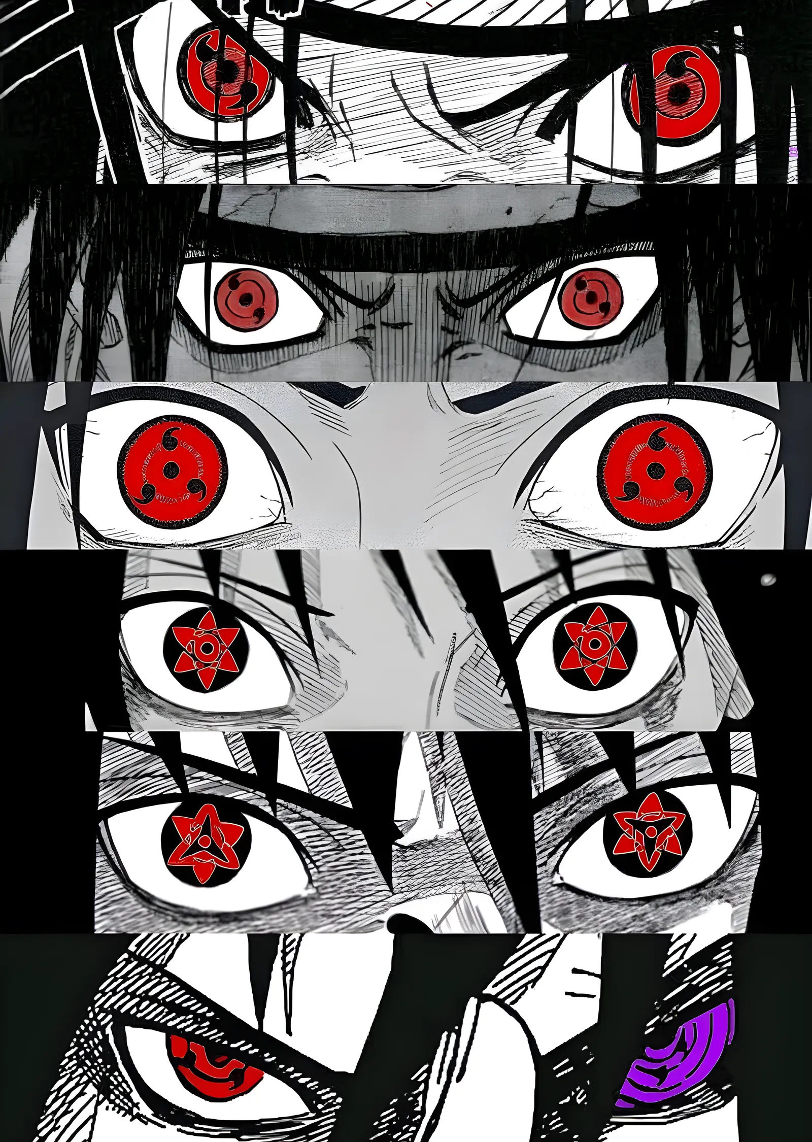 Sharingan Gözler - Manga Panelleri metal tablo