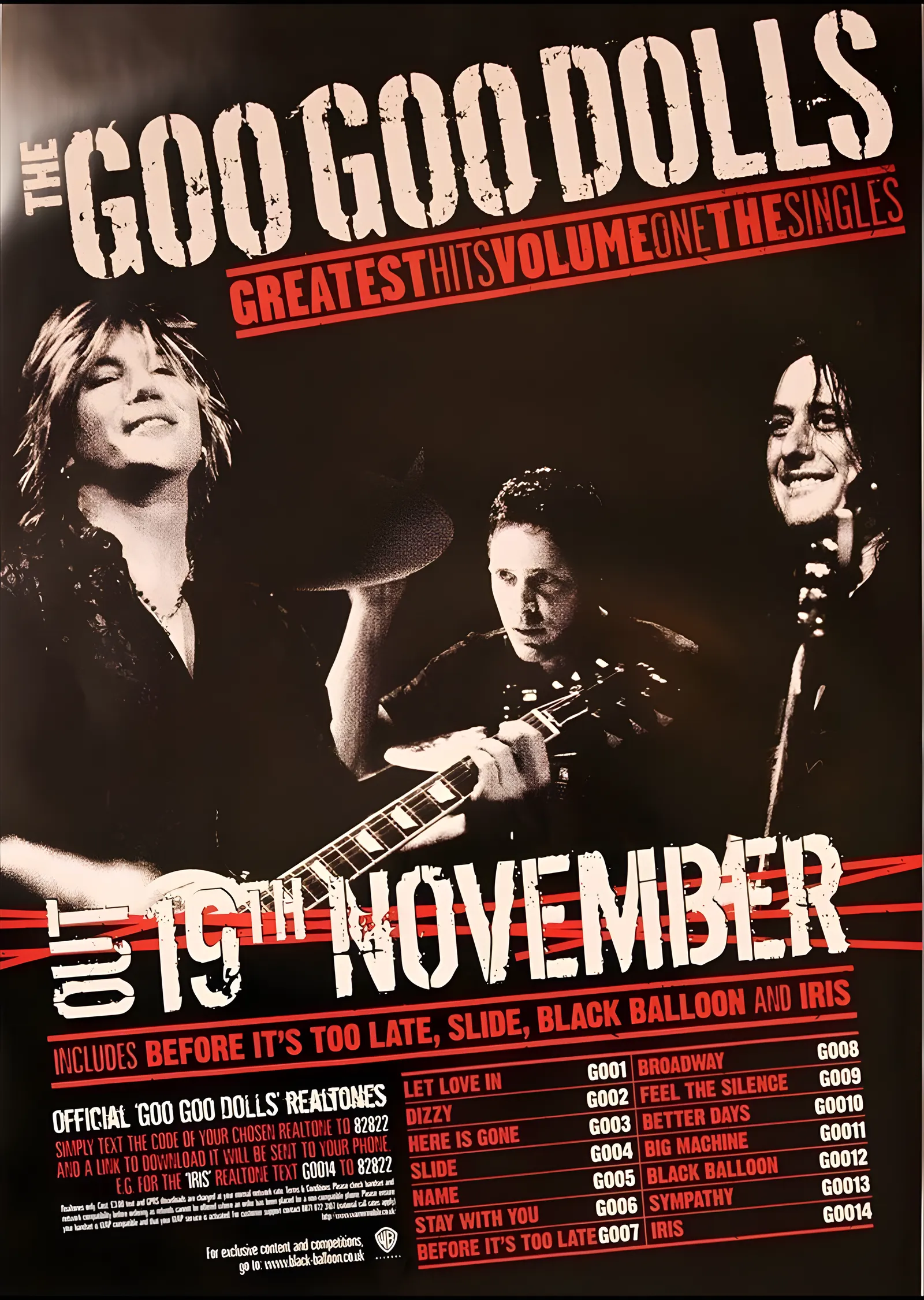 Goo Goo Dolls: Greatest Hits metal tablo