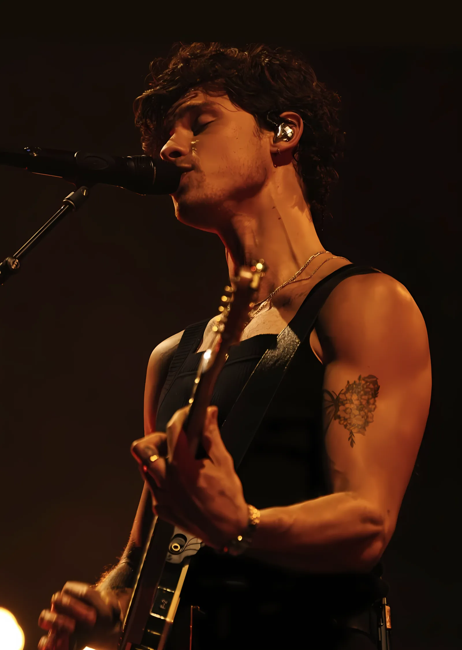 Shawn Mendes: Gitar ve Mikrofon metal tablo