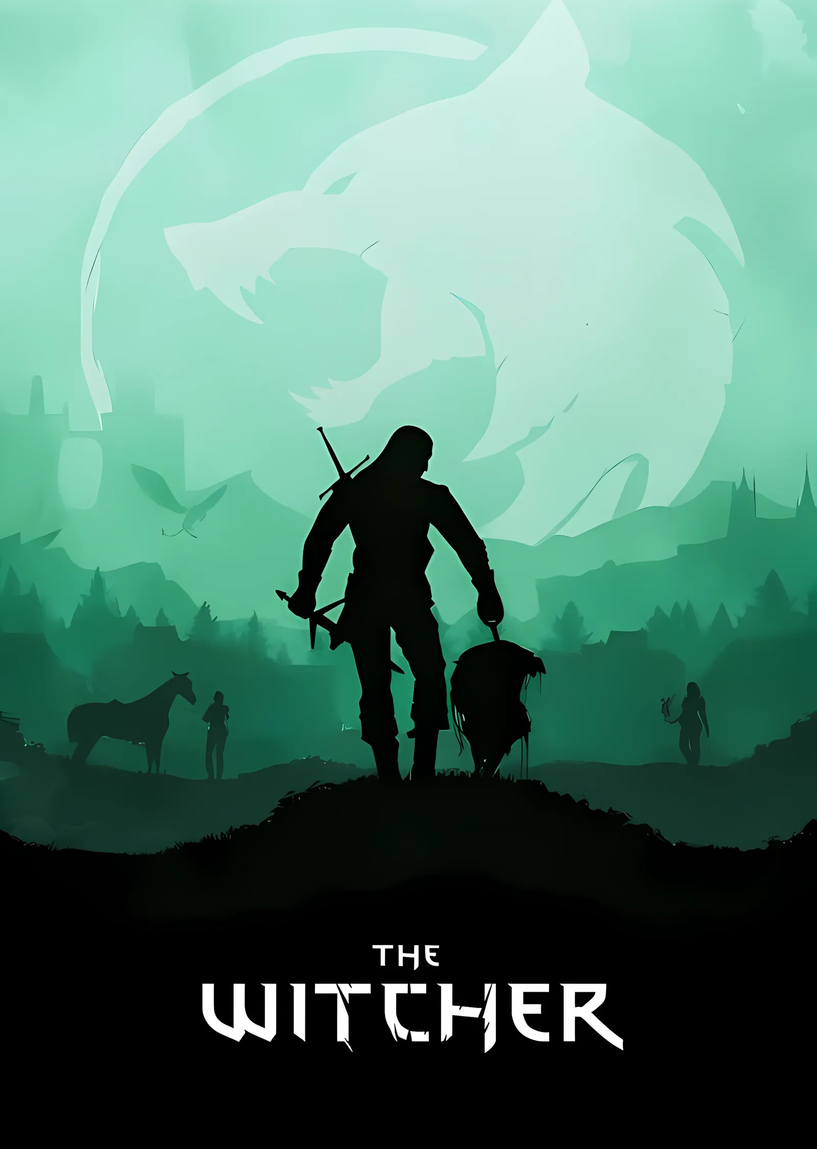 The Witcher: Yeşil Siluet metal tablo