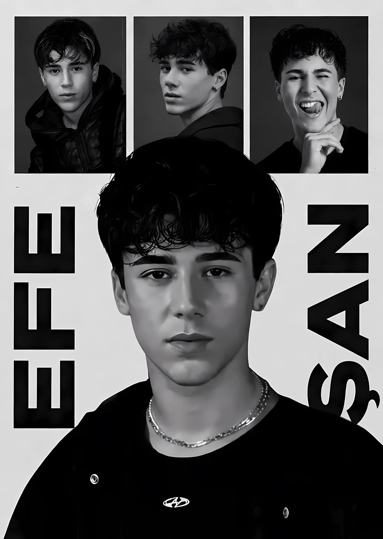 Efe Şan - Siyah Beyaz Kare metal tablo
