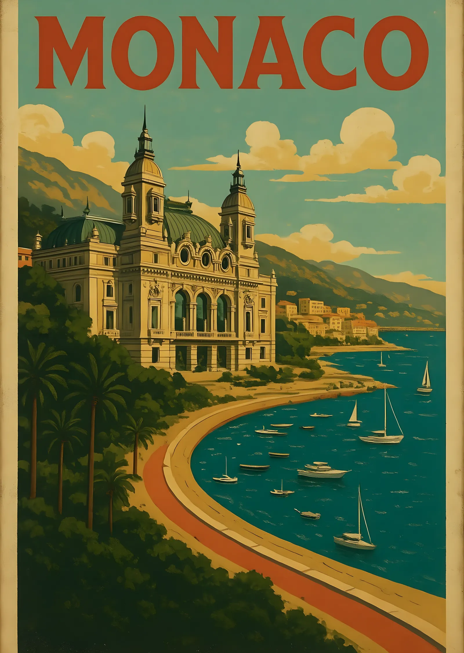 Monaco Vintage Travel metal tablo
