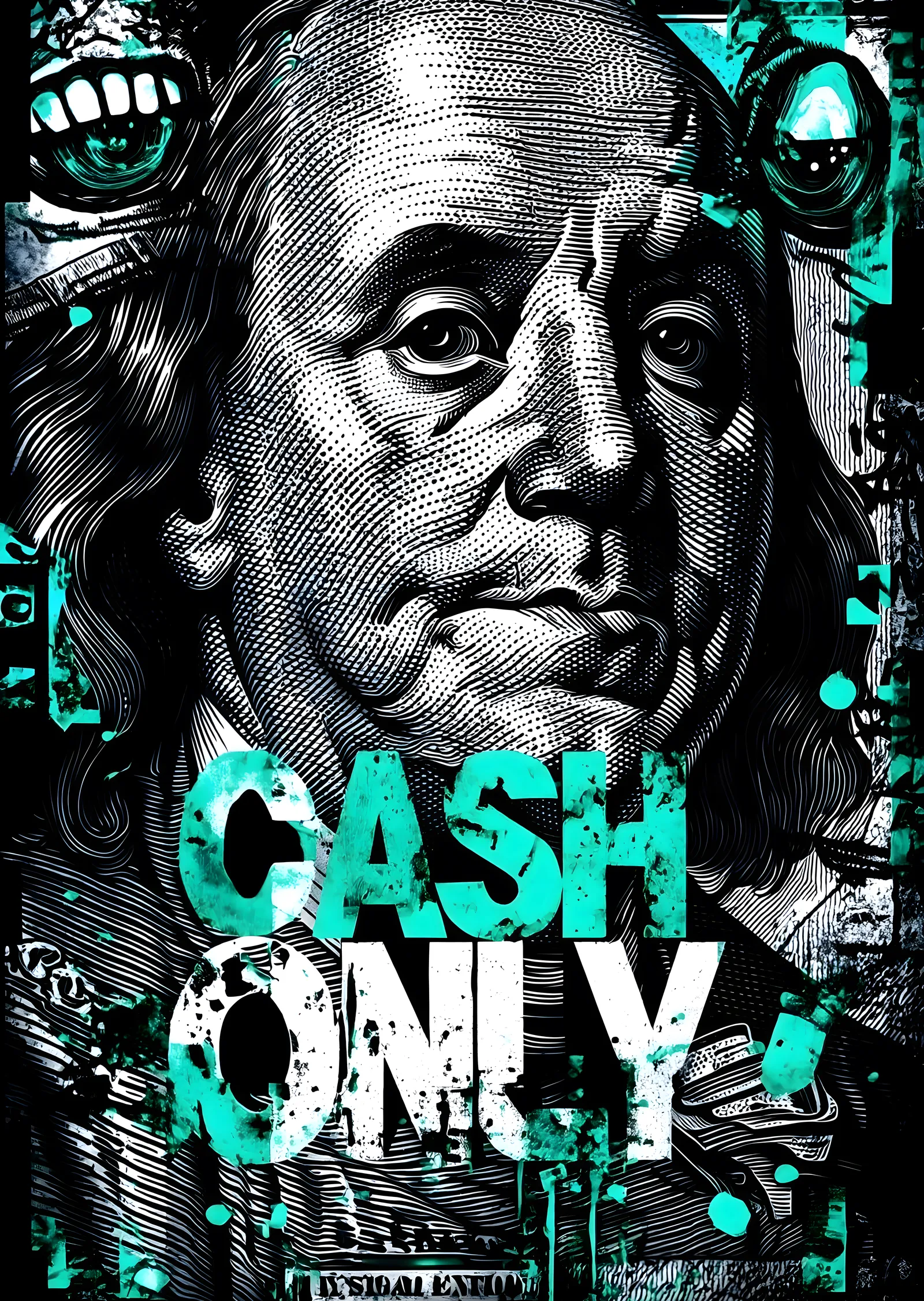 Benjamin Franklin: Sadece Nakit metal tablo