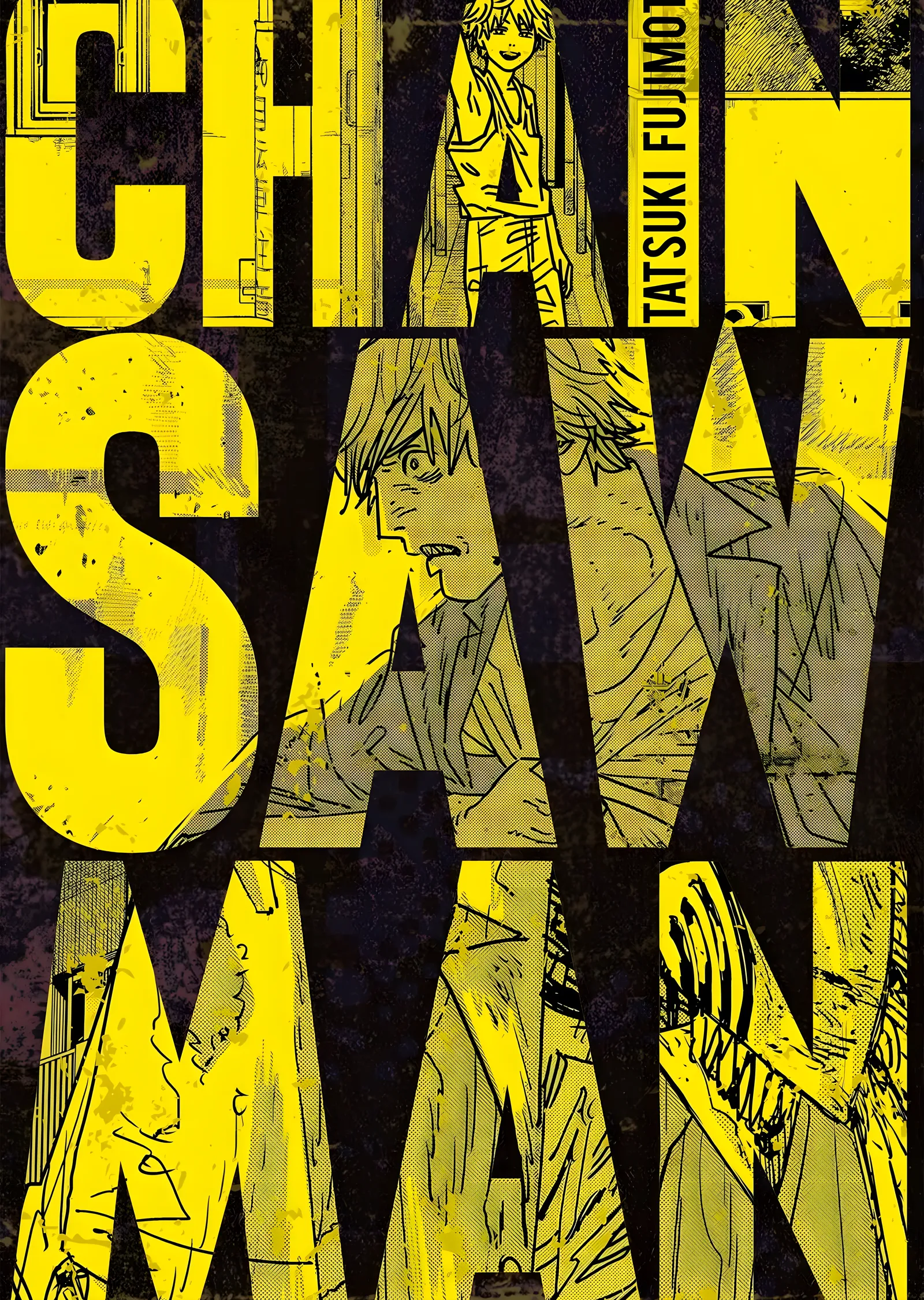 Chainsaw Man: Sarı Tipografi metal tablo
