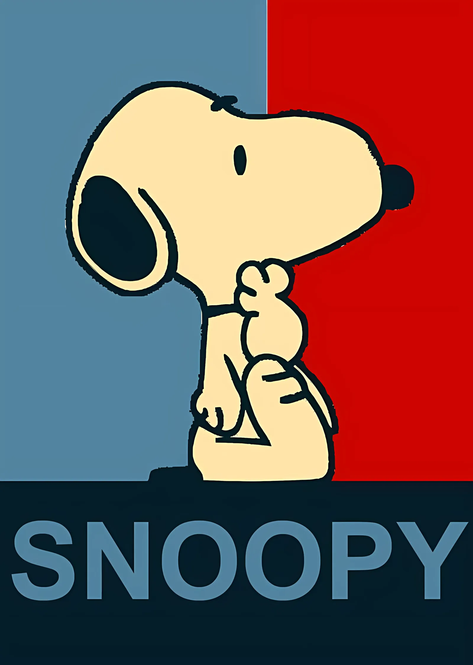 Snoopy - Kırmızı Mavi metal tablo