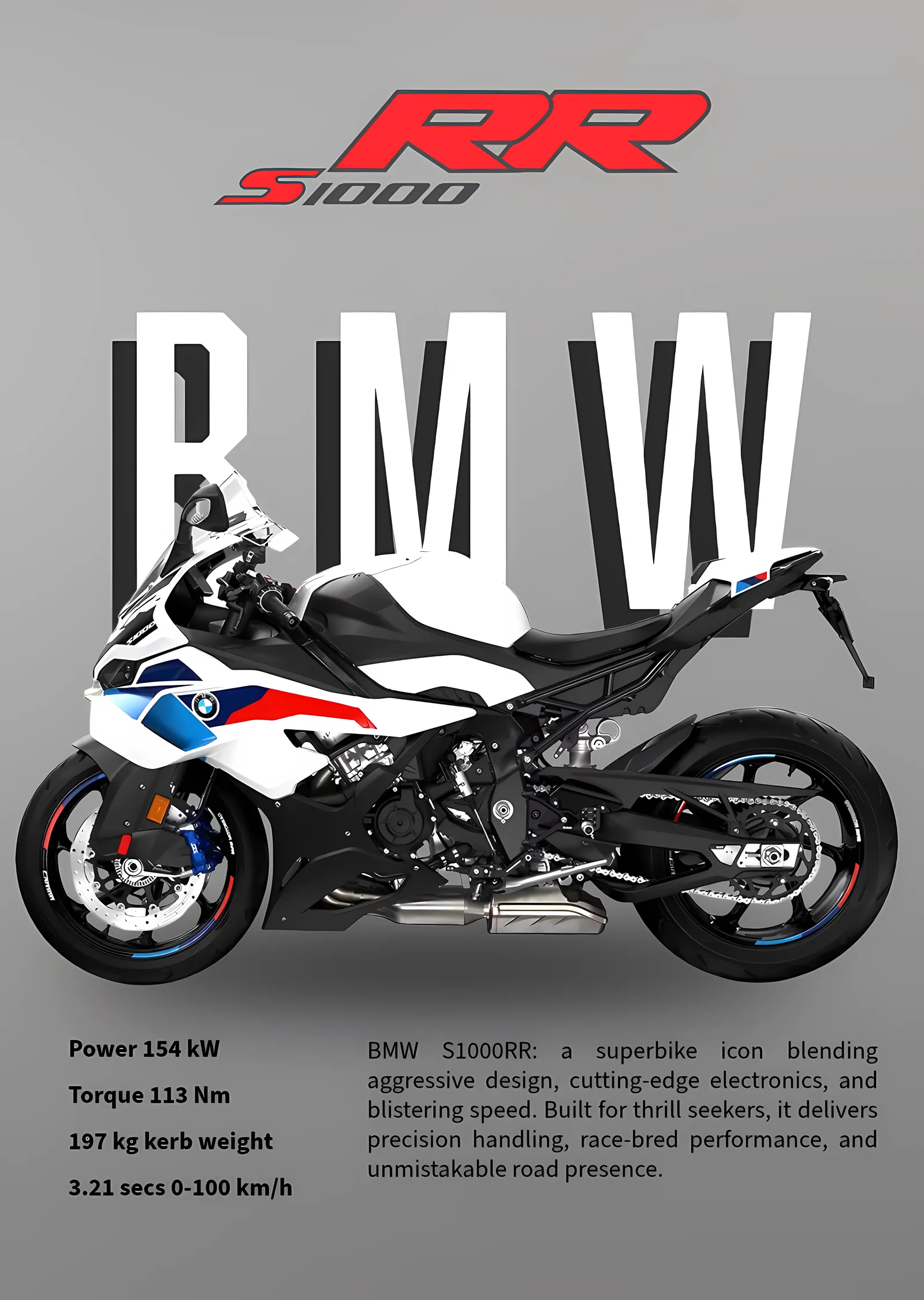 BMW S1000RR: Gri metal tablo