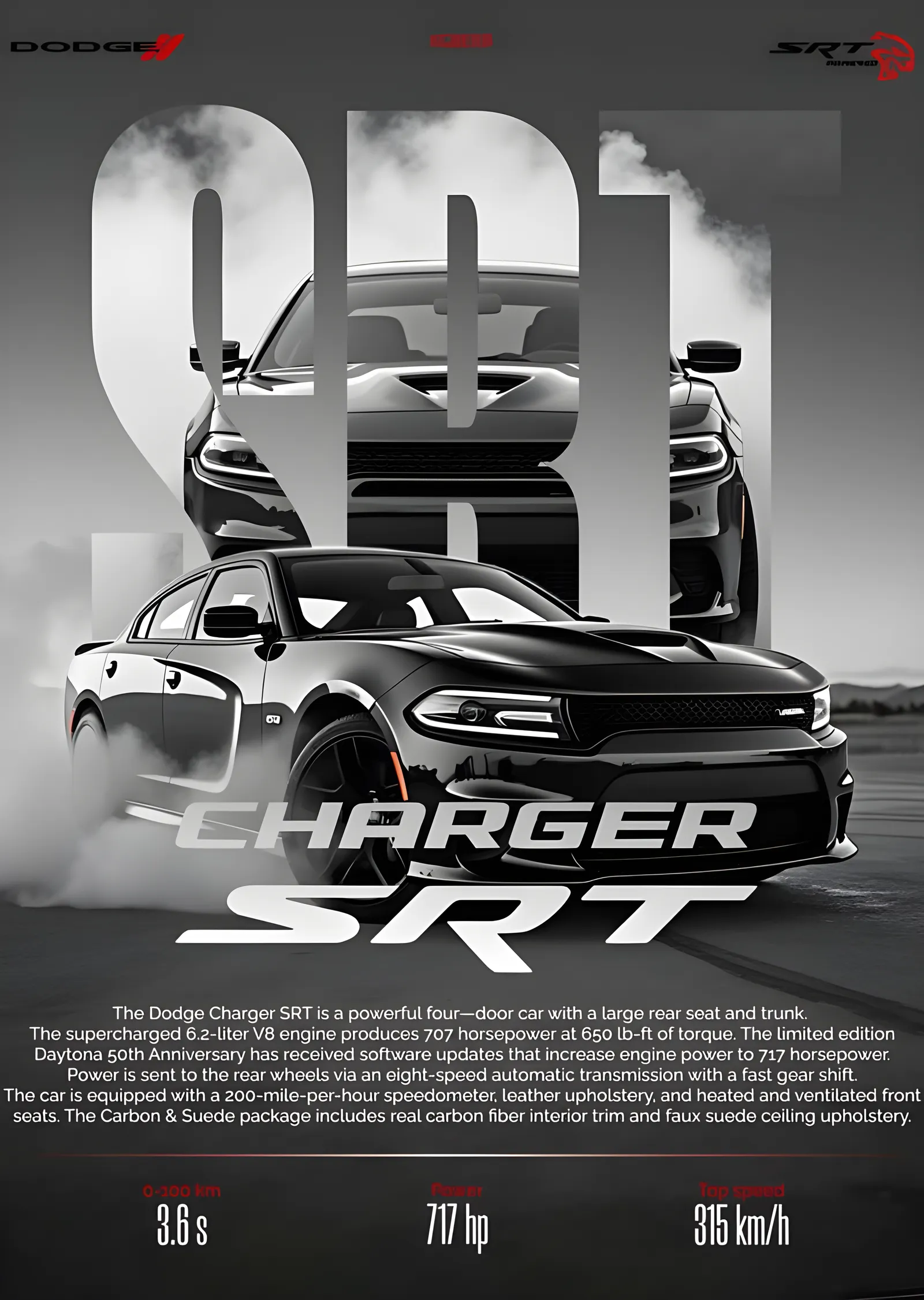 Dodge Charger SRT metal tablo