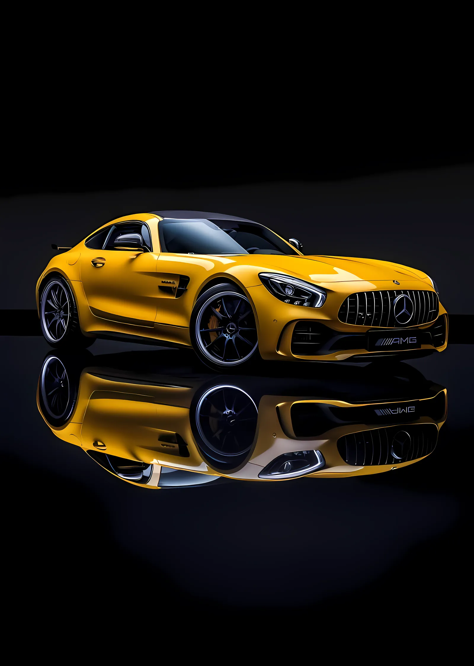 Sarı Mercedes Spor Araba metal tablo