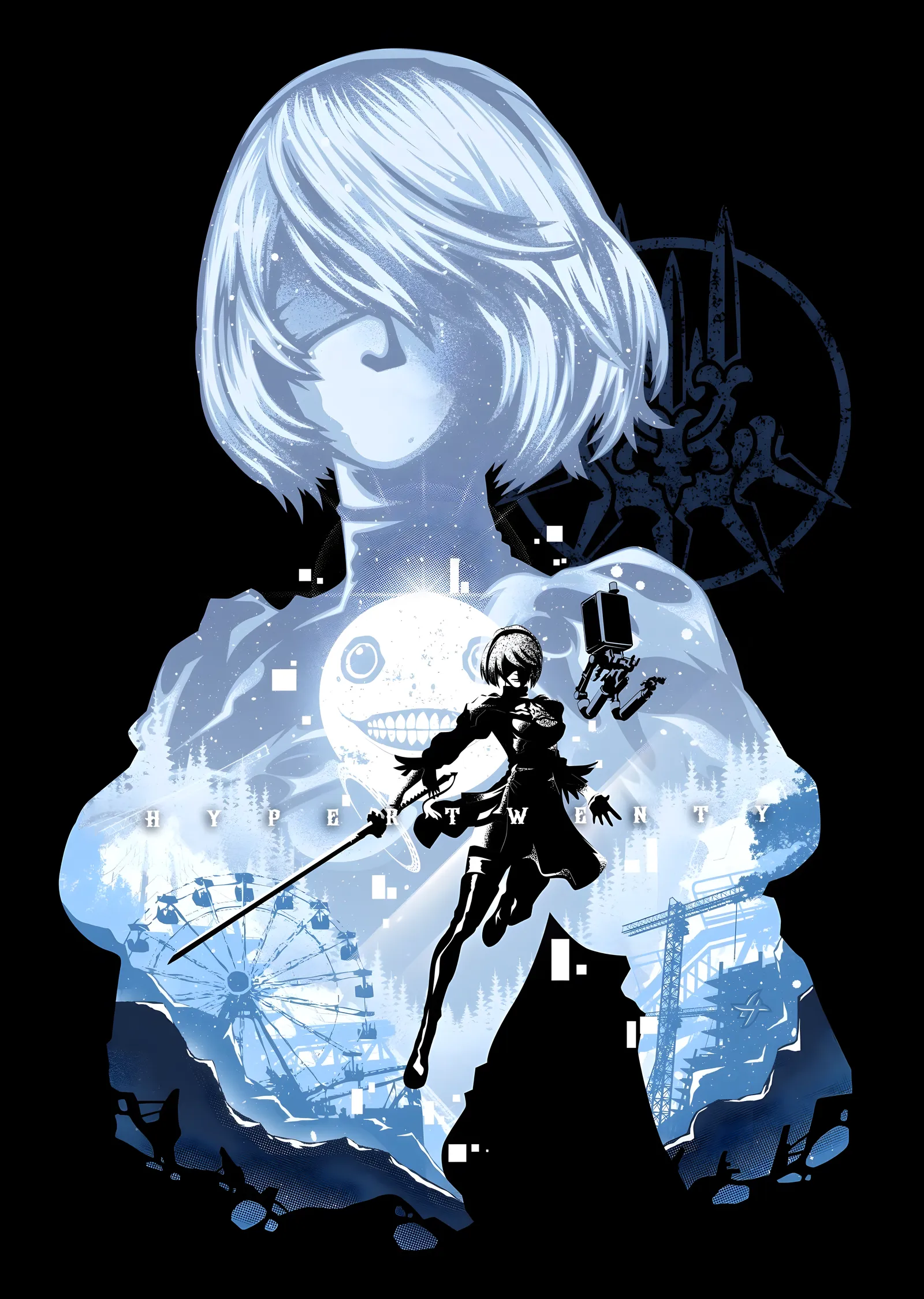 NieR: Automata - 2B ve Pod 042 metal tablo