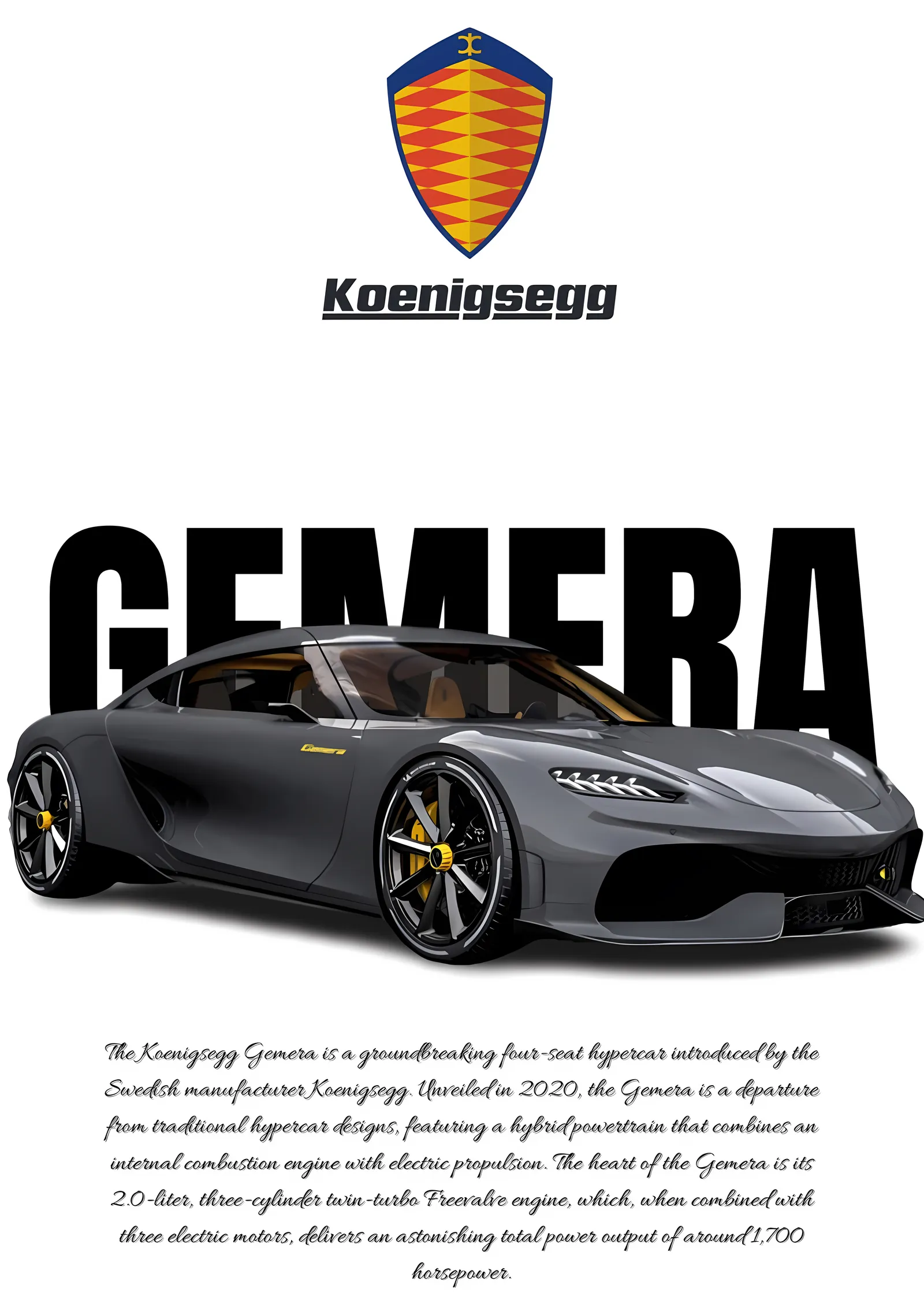 Koenigsegg Gemera metal tablo