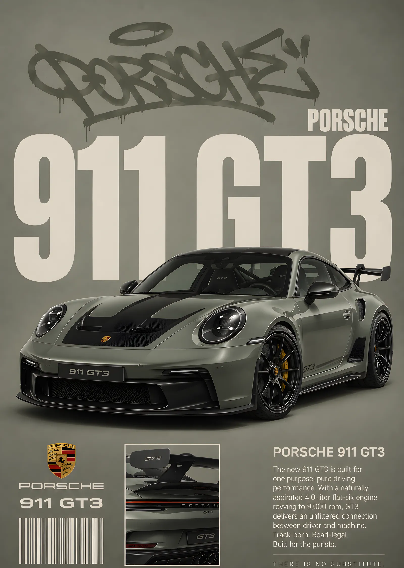 Grafiti Porsche 911 GT3 metal tablo