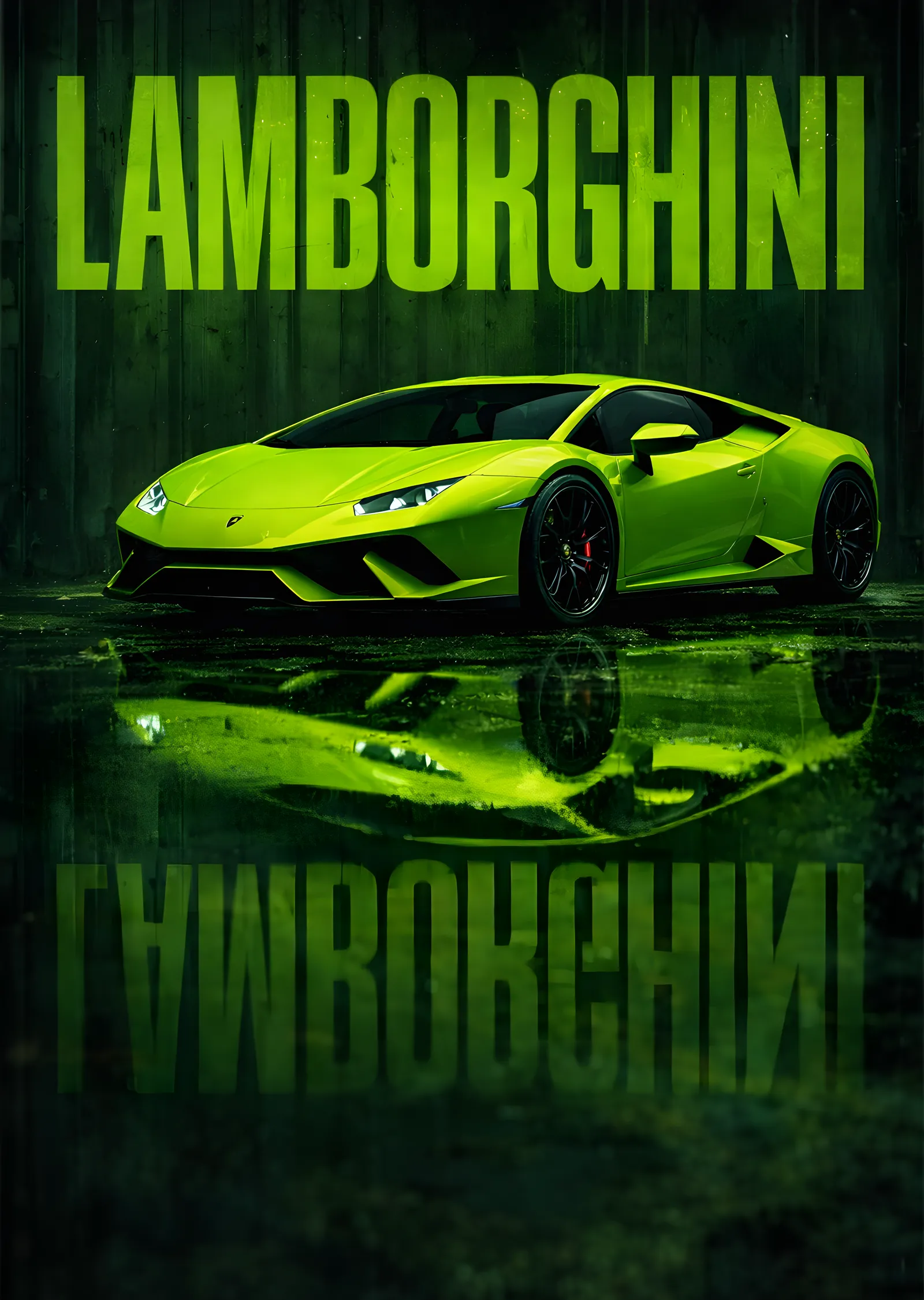 Lamborghini Yeşil Spor Araba metal tablo