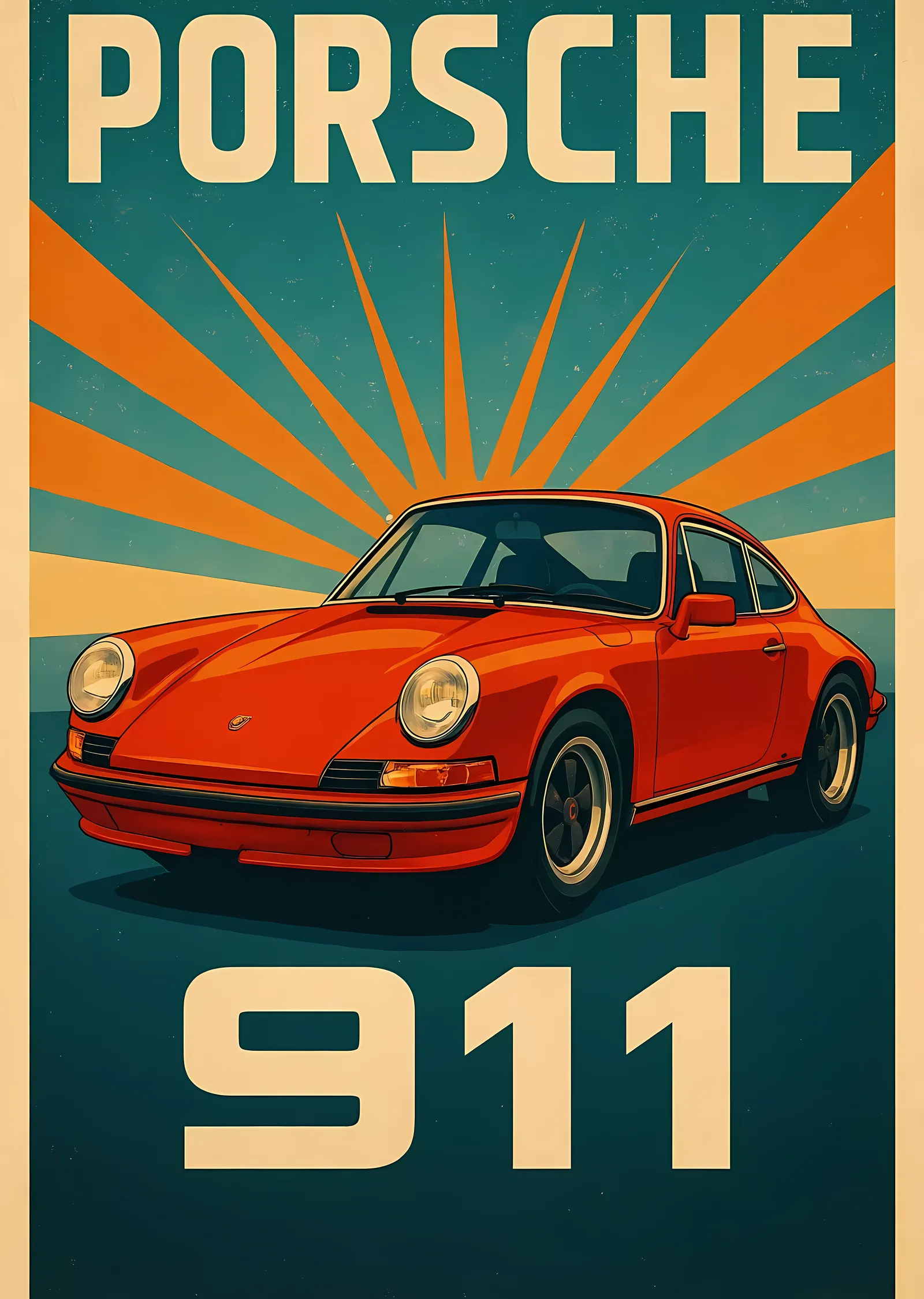 Porsche 911: Retro Spor Arabası metal tablo