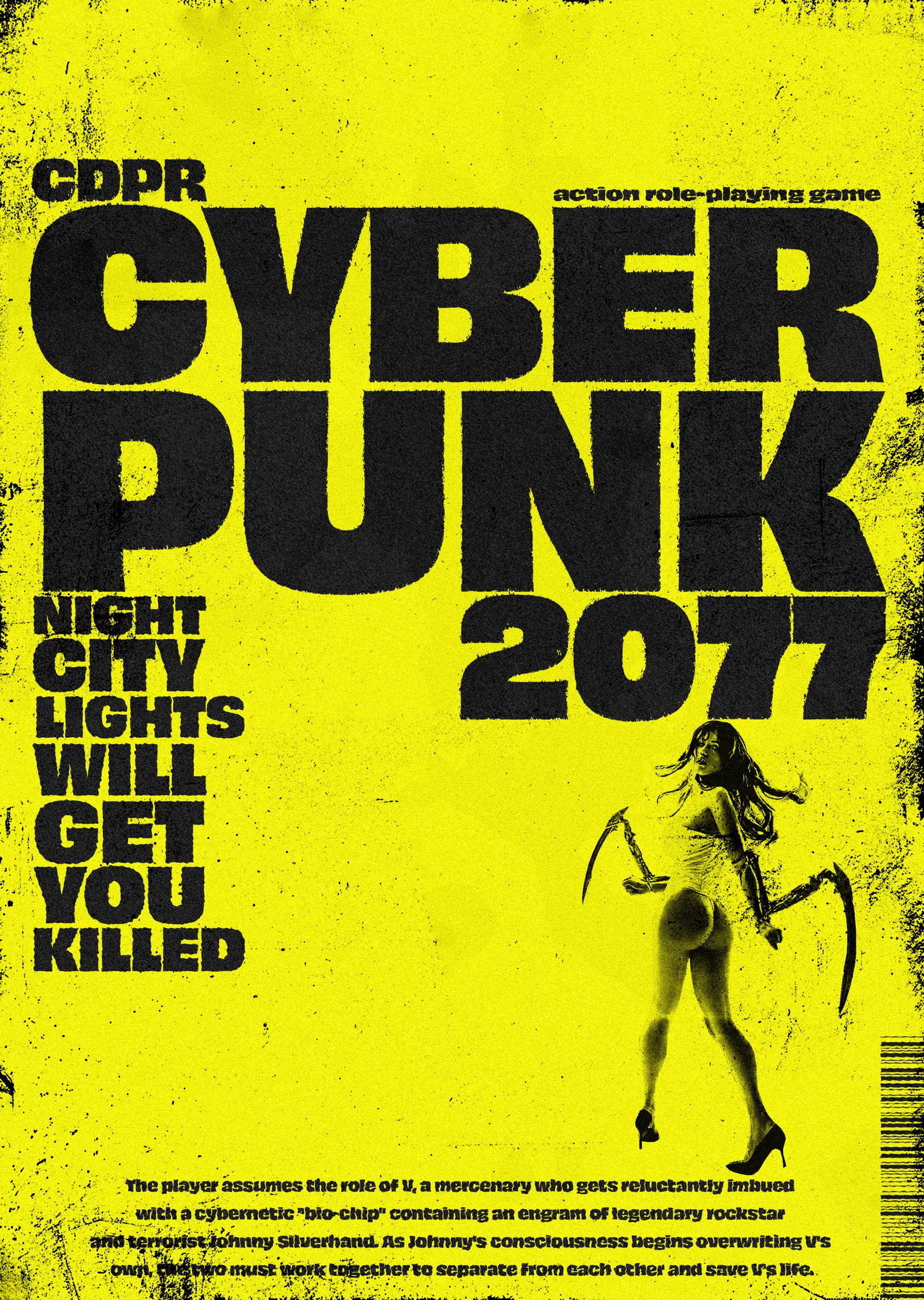 Cyberpunk 2077: Night City'nin Karanlık Işıkları metal tablo