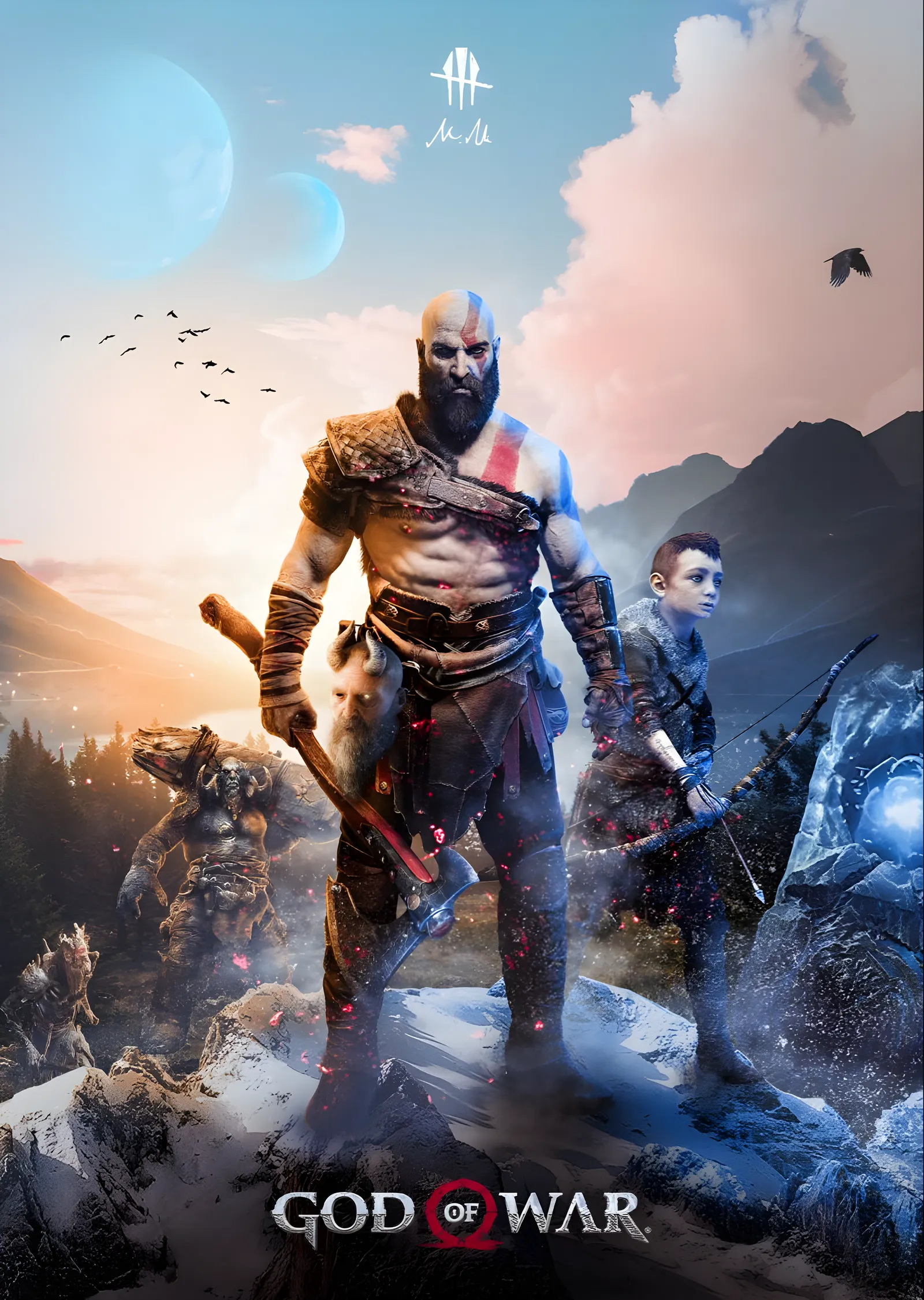 God of War: İki Ay metal tablo