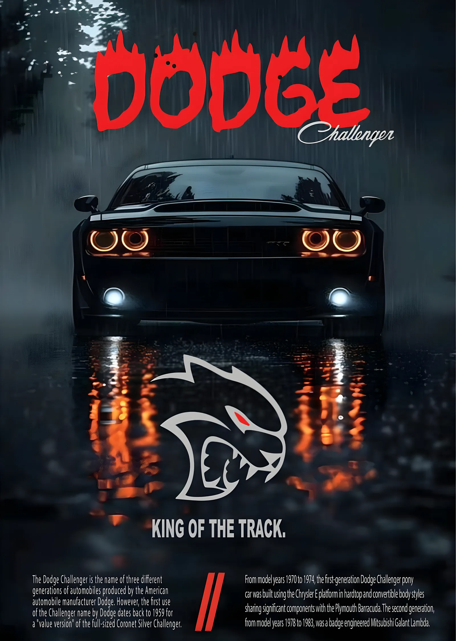 Dodge Challenger - King of the Track metal tablo