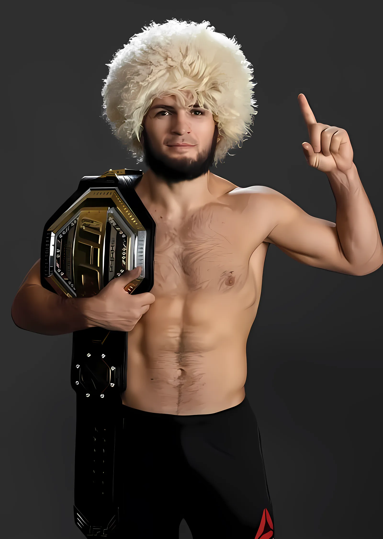 Khabib Nurmagomedov Papaklı Portre metal tablo