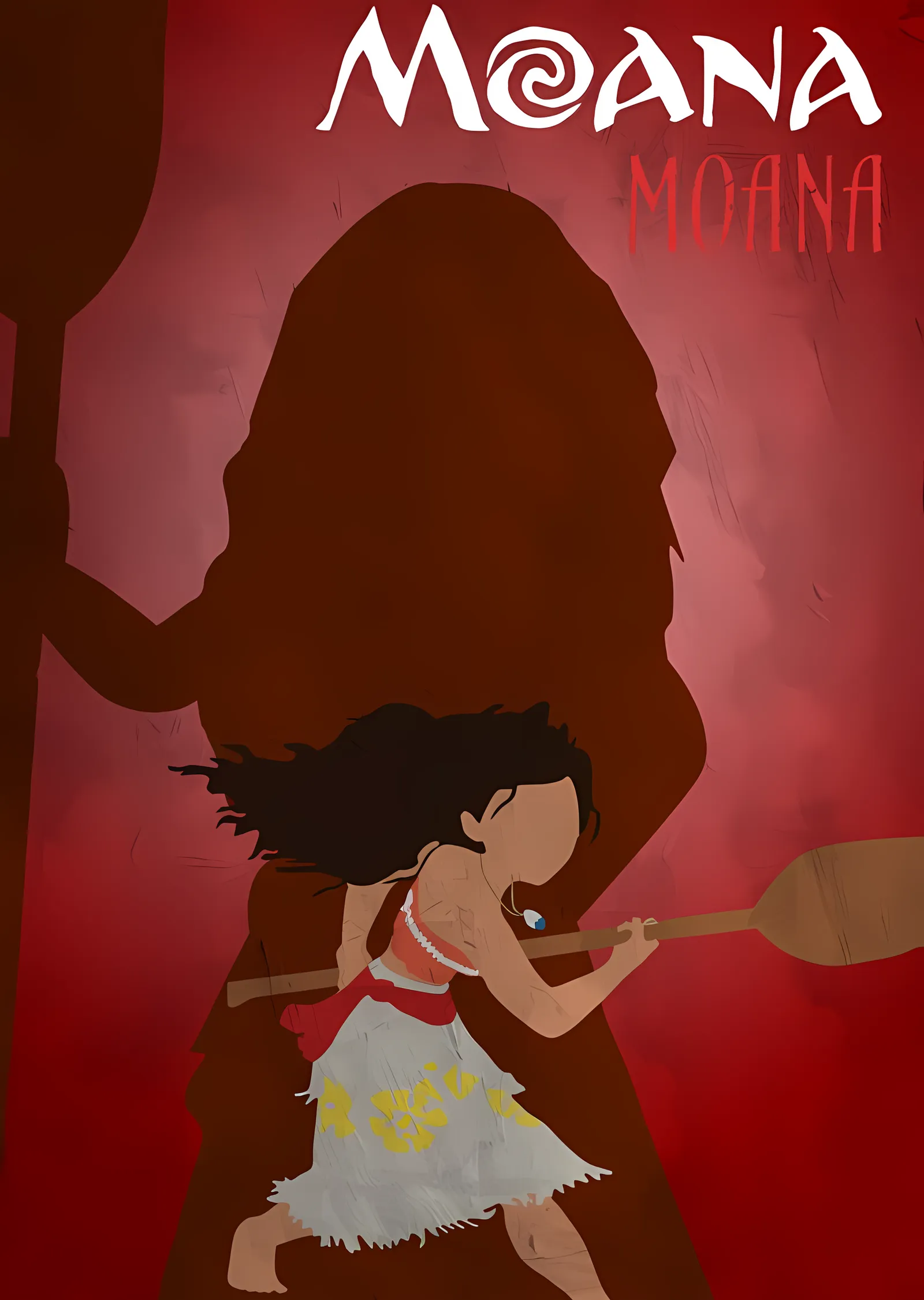 Moana: Kırmızı Siluet metal tablo
