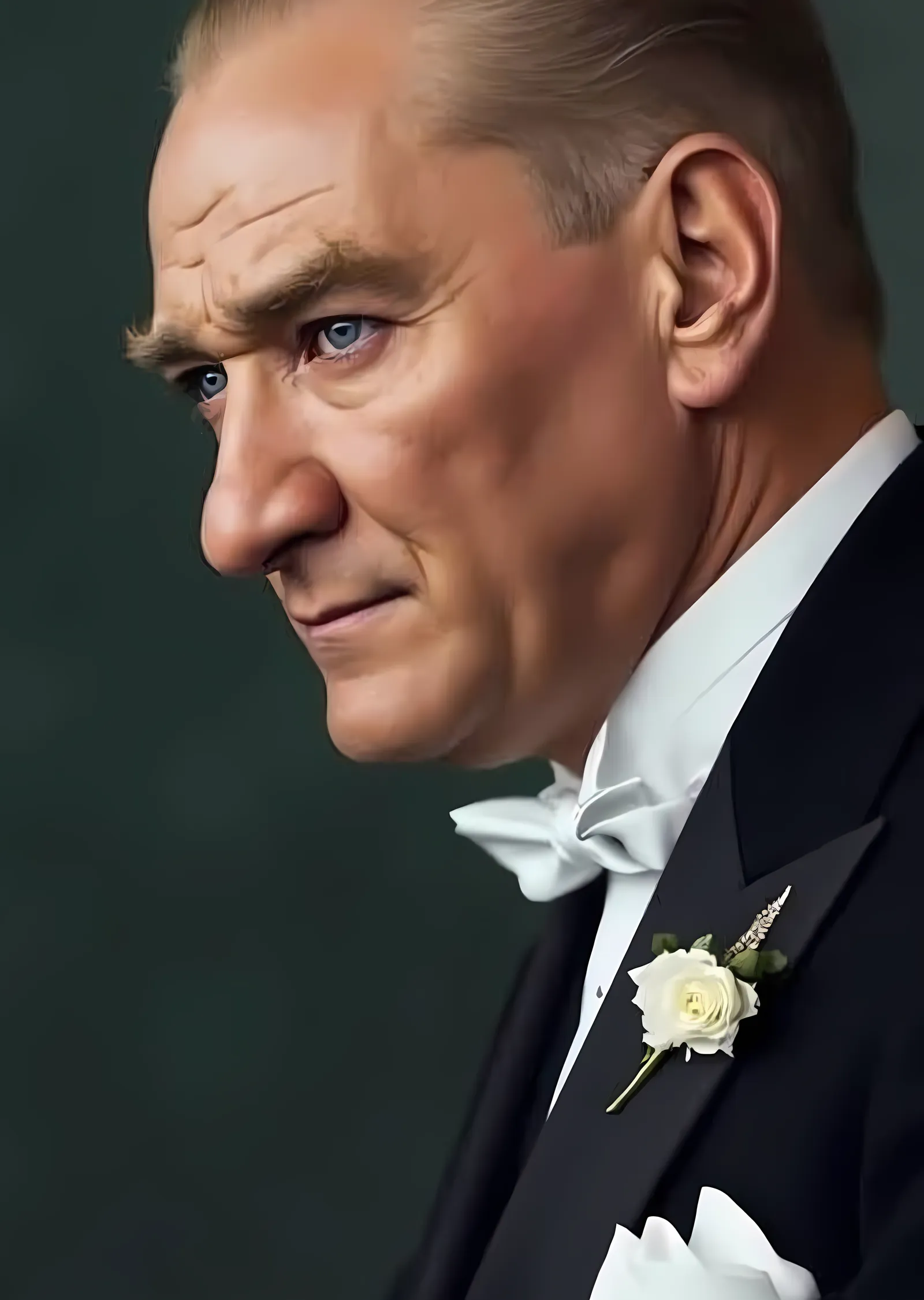 Atatürk: Beyaz Güllü Smokin Portresi metal tablo